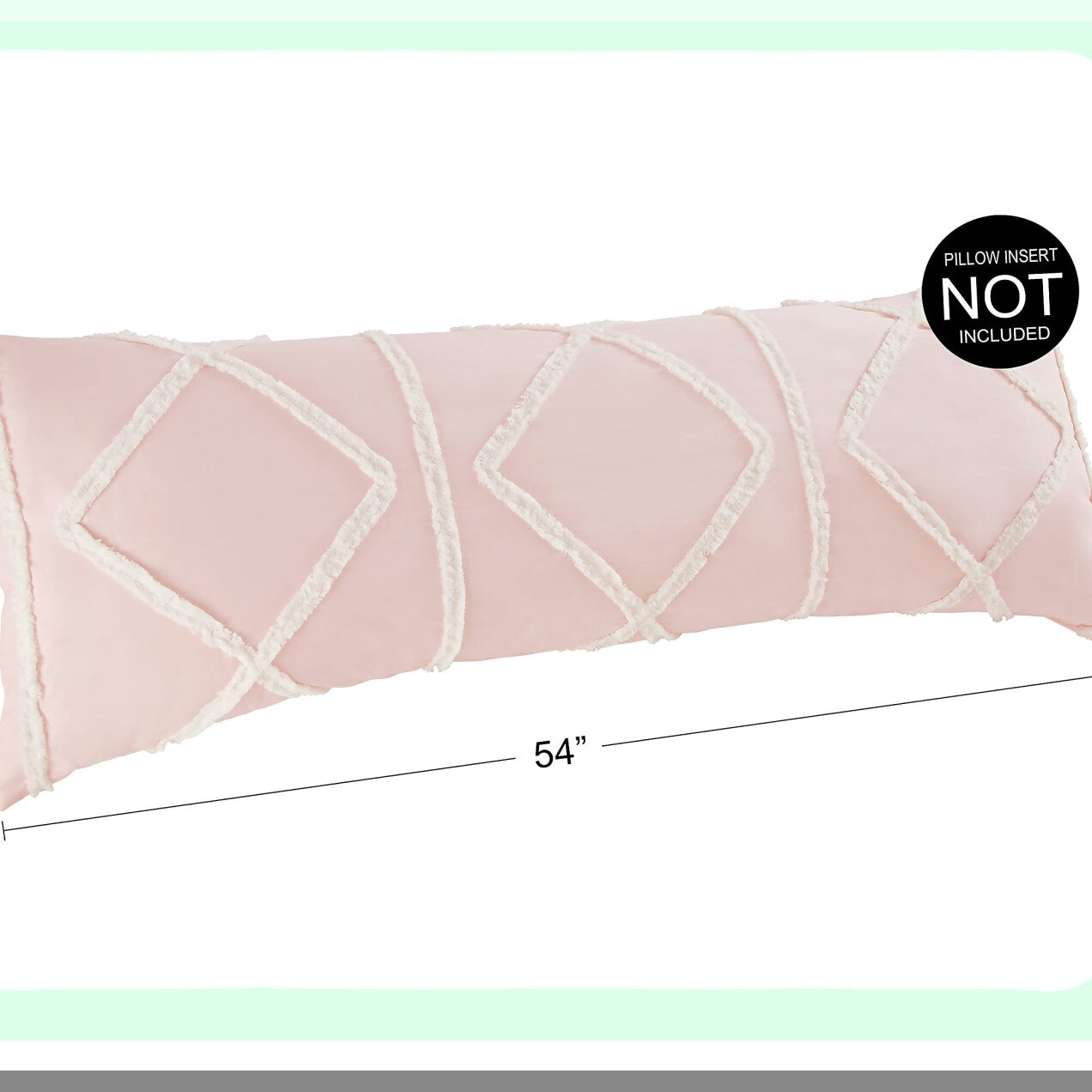 Blush Pink Macrame Tufted Body Pillow Cover - Boho Chic Farmhouse Accent Case with Geometric Design - 54x20 Zipper Throw Pillow