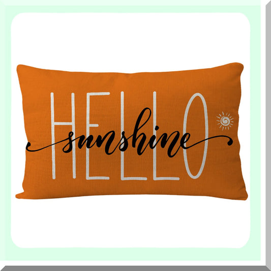 Sunshine Summer Orange Lumbar Pillow Cover - Farmhouse Decor Cushion for Sofa Couch Patio - 12x20 Decorative Pillowcase