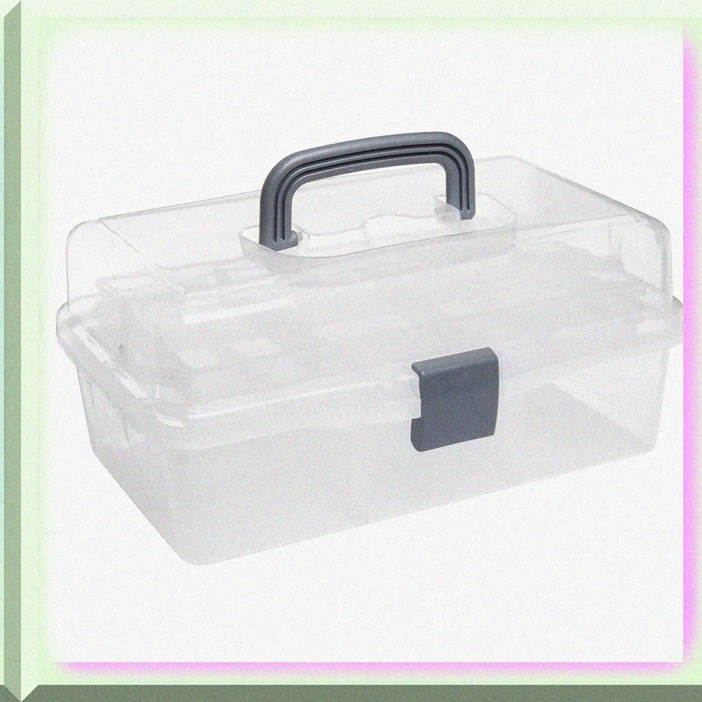 Clear Plastic 2-Tier Storage Case with Handle