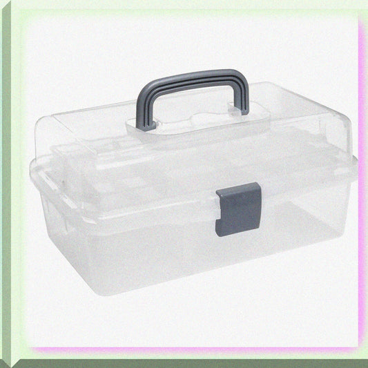 Clear Plastic 2-Tier Storage Case with Handle