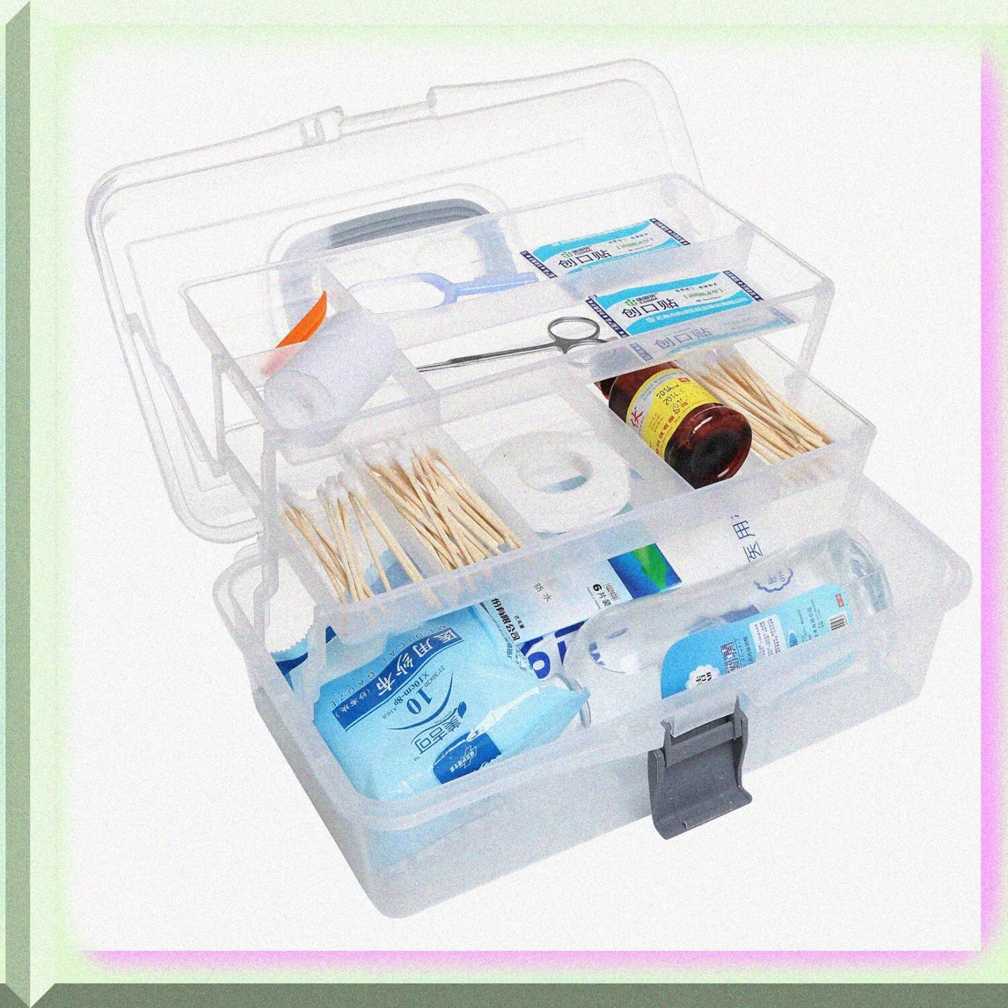 Clear Plastic 2-Tier Storage Case with Handle