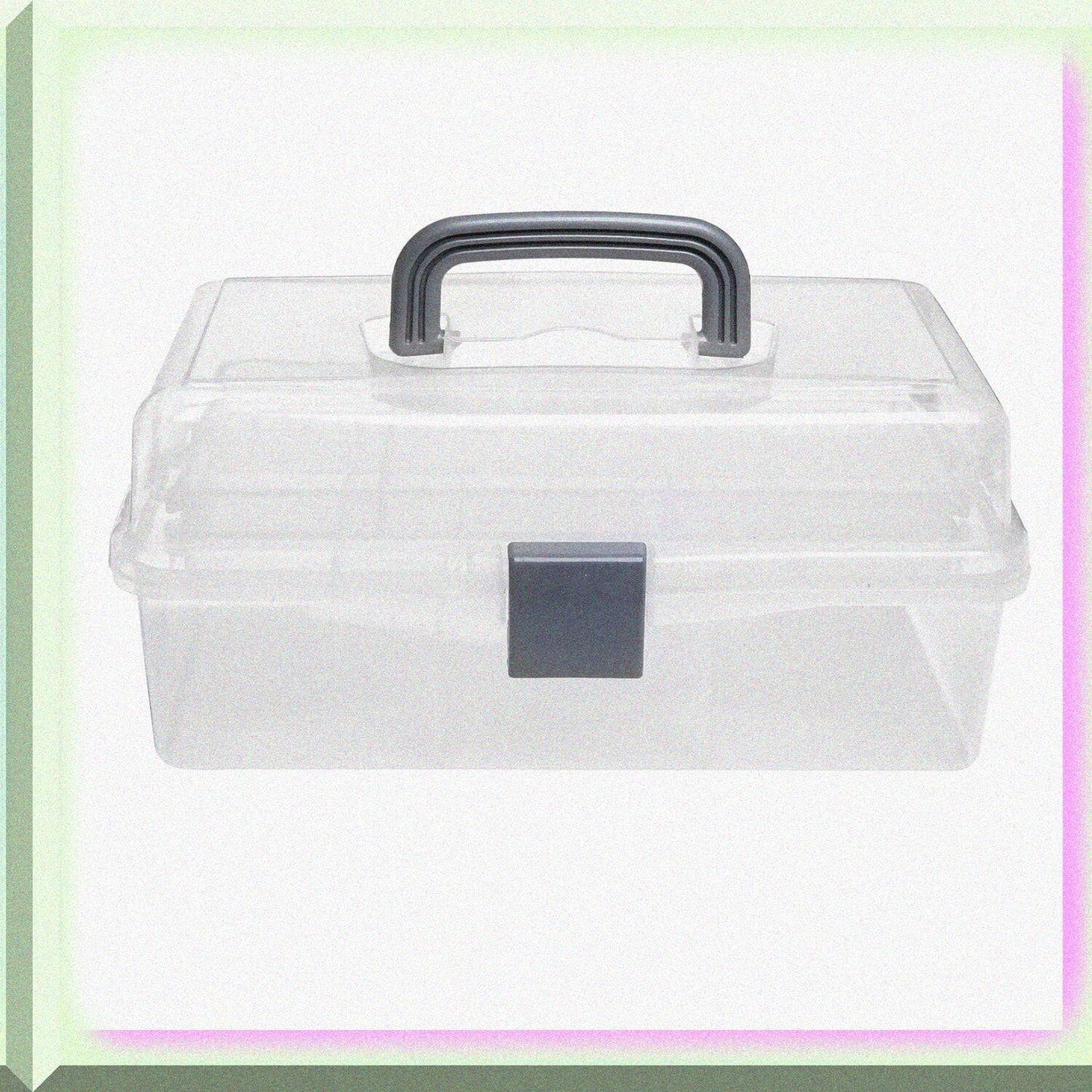 Clear Plastic 2-Tier Storage Case with Handle