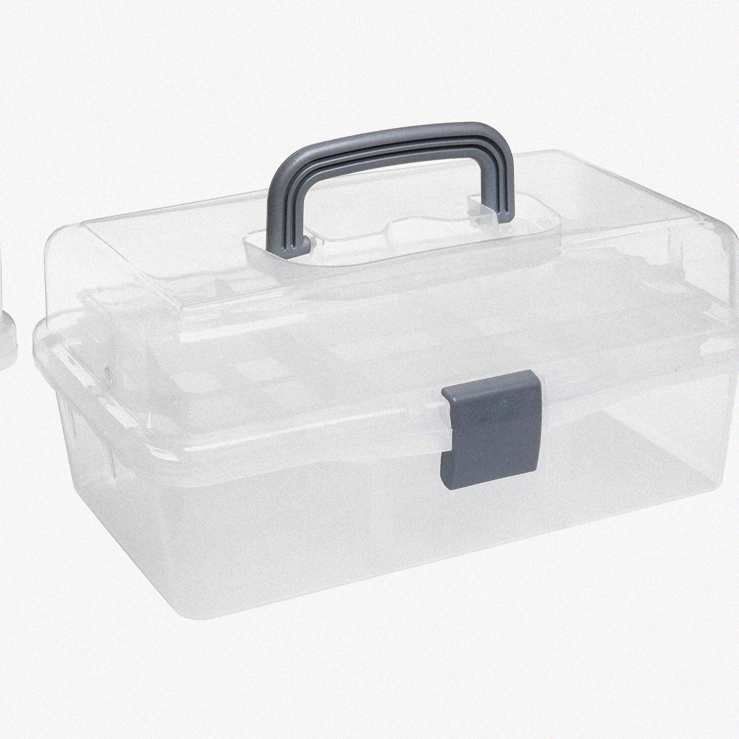 Clear Plastic 2-Tier Storage Case with Handle