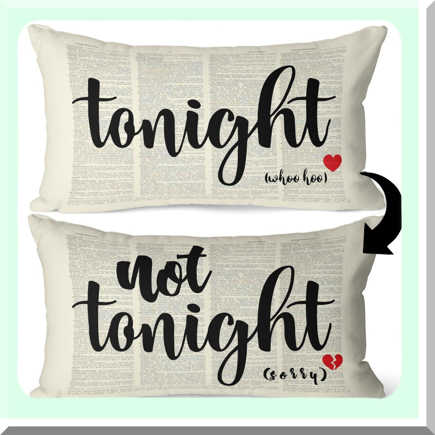 Reversible Love Nest Pillowcase - Wedding Anniversary Bridal Shower Gift - Linen Cushion Cover for Home Decor - 12x20 Inch Sofa Throw