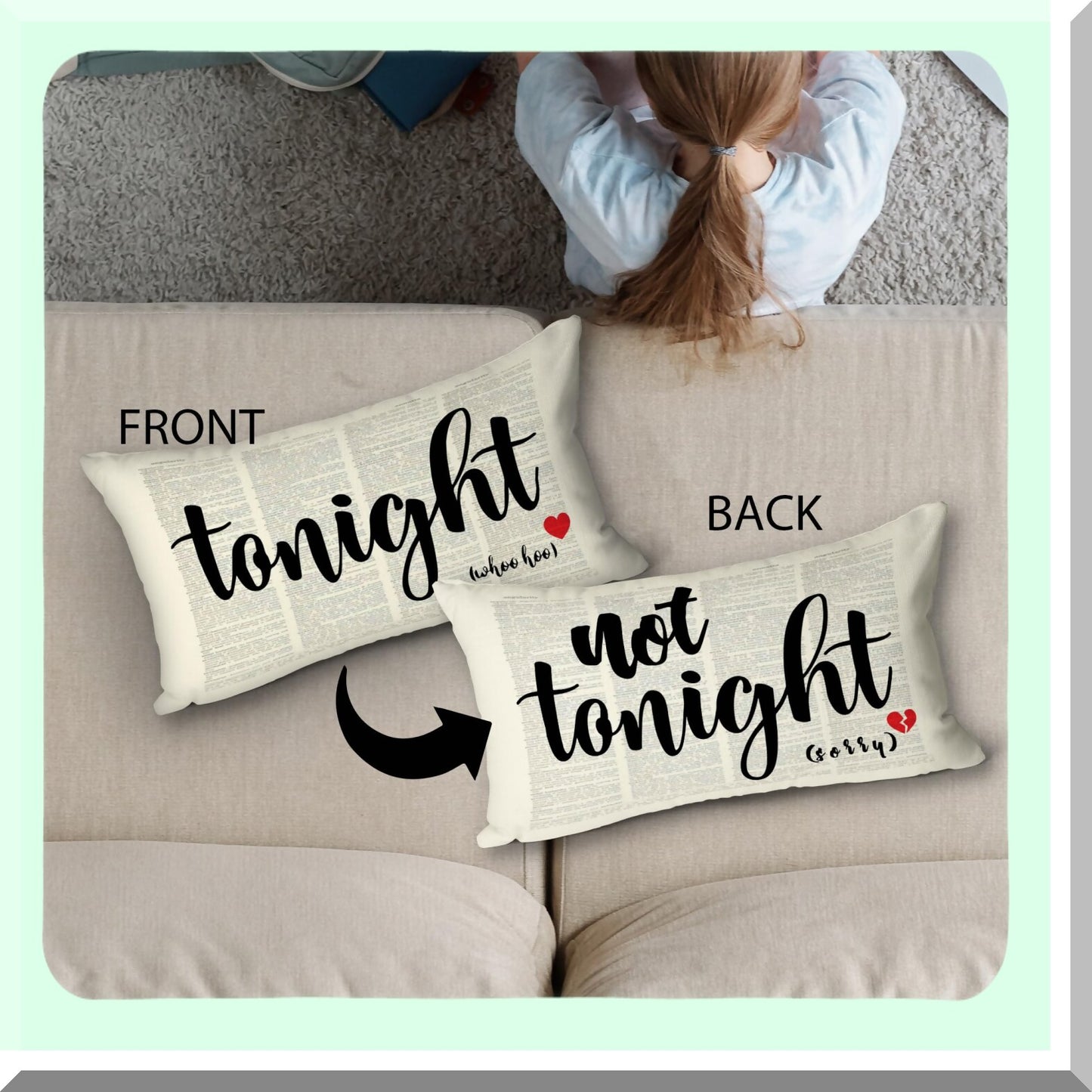 Reversible Love Nest Pillowcase - Wedding Anniversary Bridal Shower Gift - Linen Cushion Cover for Home Decor - 12x20 Inch Sofa Throw