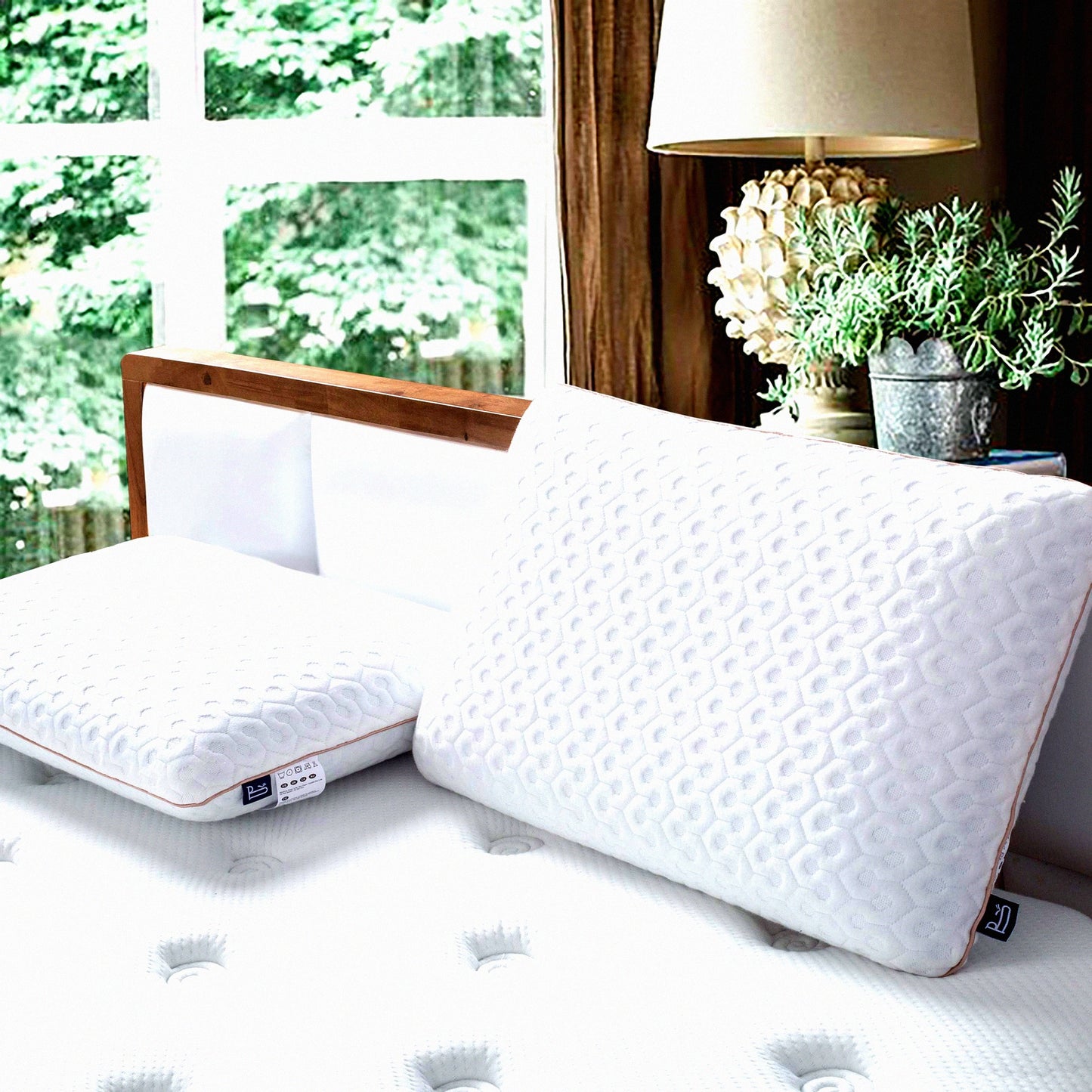 OrthoGel Queen Memory Foam Pillow - Medium Firm Support for Neck Pain Relief, Stomach & Back Sleepers - Orthopedic Gel Foam Bed Pillow