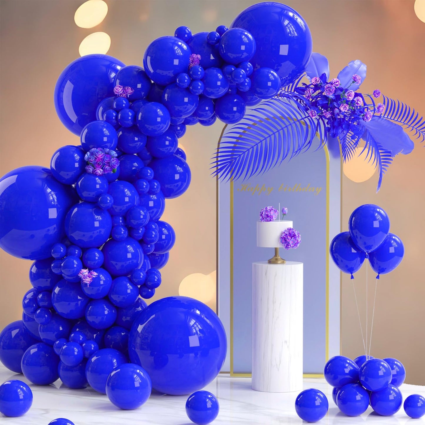 Blue Bliss Balloon Garland Kit - 130pcs of Royal Blue Balloons in 4 Different Sizes for Birthday, Baby Shower, Wedding, Gender Reveal Party Decorations.