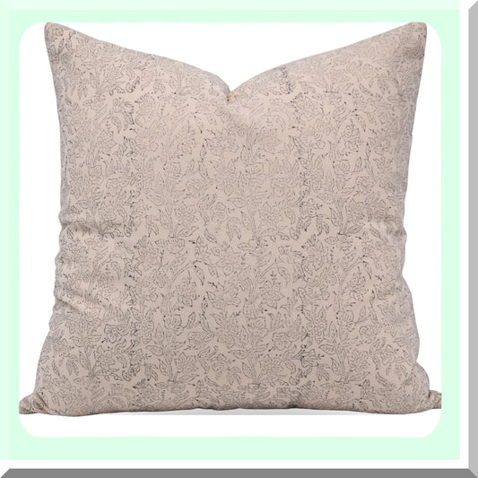 Boho Farmhouse Floral Pillowcase Set - Cotton Block Print Cushion Covers for Sofa & Couch - Outdoor Home Decor - Black Square Throw Pillow Covers 18x18