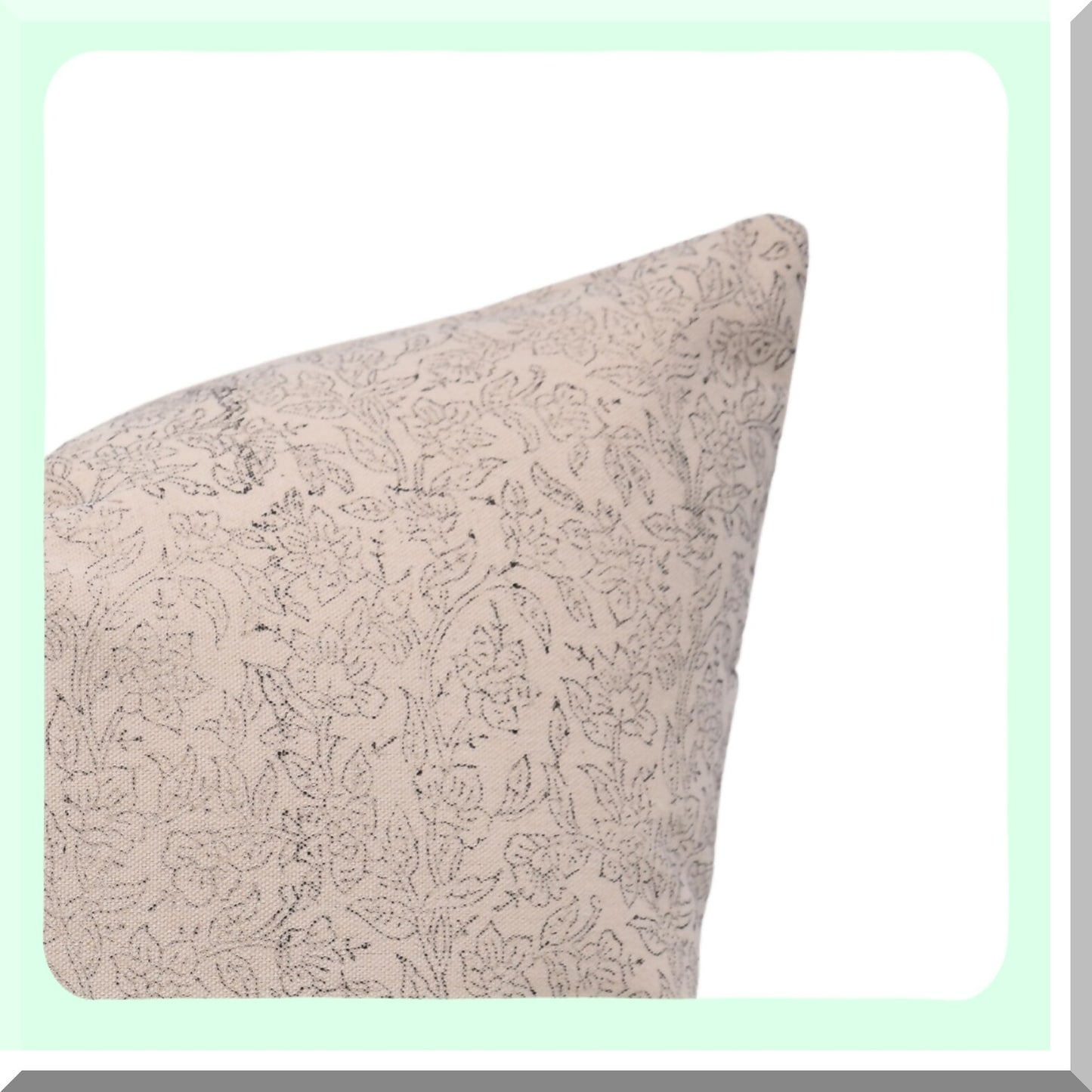 Boho Farmhouse Floral Pillowcase Set - Cotton Block Print Cushion Covers for Sofa & Couch - Outdoor Home Decor - Black Square Throw Pillow Covers 18x18