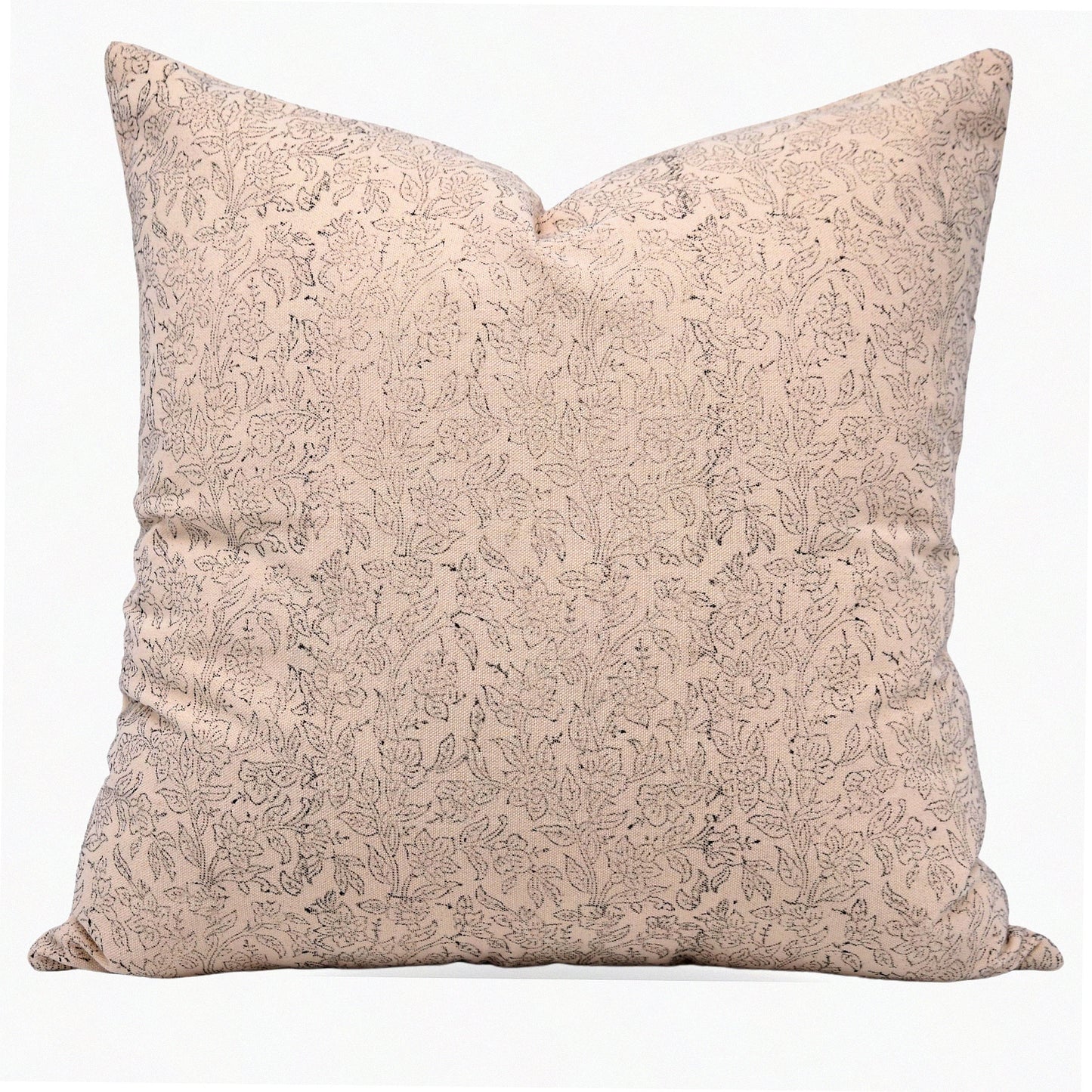 Boho Farmhouse Floral Pillowcase Set - Cotton Block Print Cushion Covers for Sofa & Couch - Outdoor Home Decor - Black Square Throw Pillow Covers 18x18