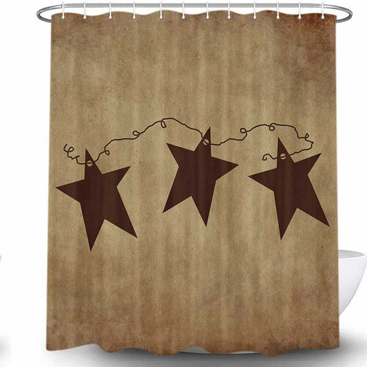 Vintage Rustic Iron Stars Shower Curtain Set 69" x 72"