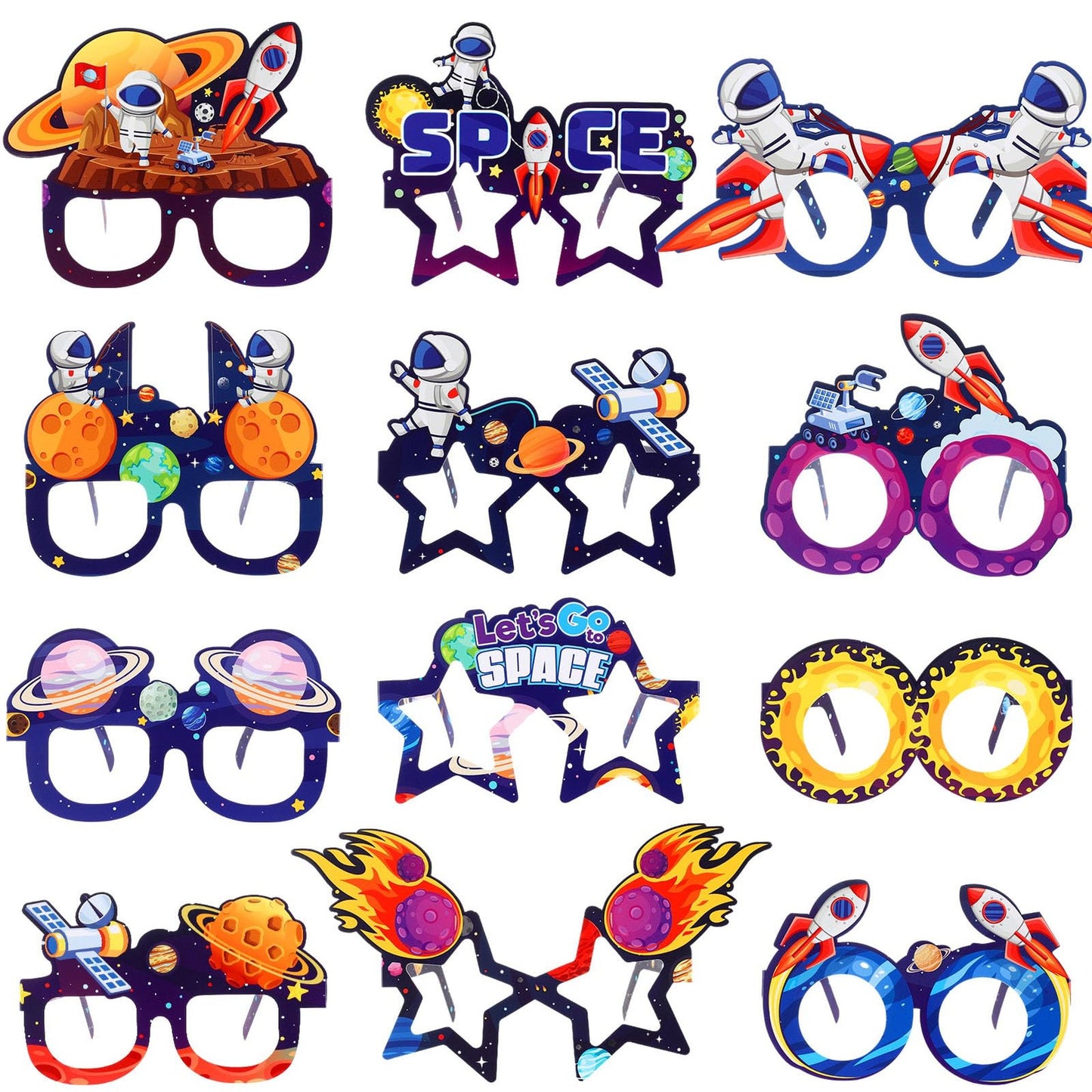 Space Blast Party Pack - 36-Piece Space Birthday Set with Paper Gles, Photo Booth Props, and Favors for Kids Boys Space Party Decor
