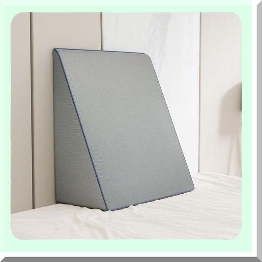 CoolComfort Wedge Pillow - Gaming, Reading, Sleeping Support | 9.5" Memory Foam | Back & Leg Elevation | Grey | Cooling Technology | Multi-Use Pillow