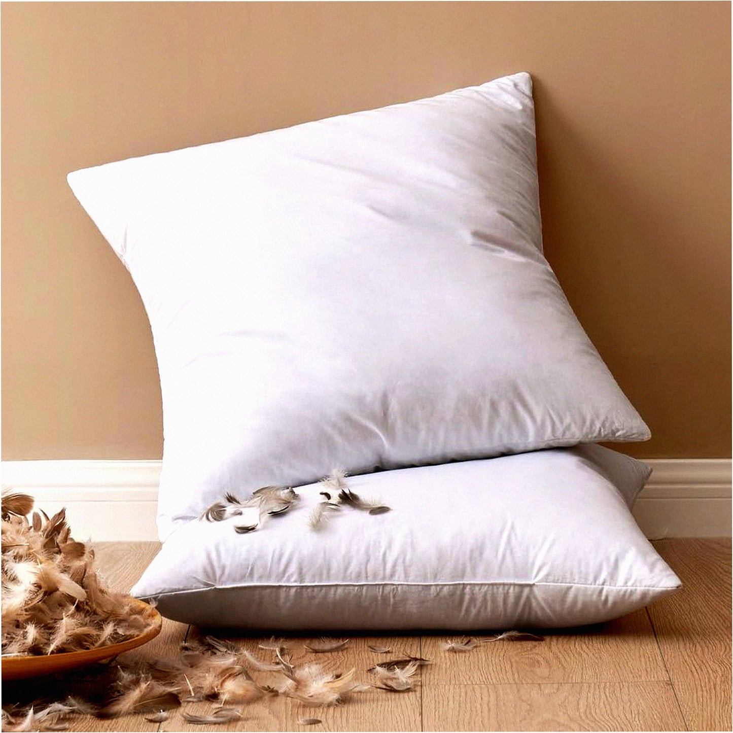 Fluffy Cotton Throw Pillow Inserts - 18x18 Pack of 2 for Living Room Sofa Bed - Decorative Down Pillows - Fluffy Cushion Inserts