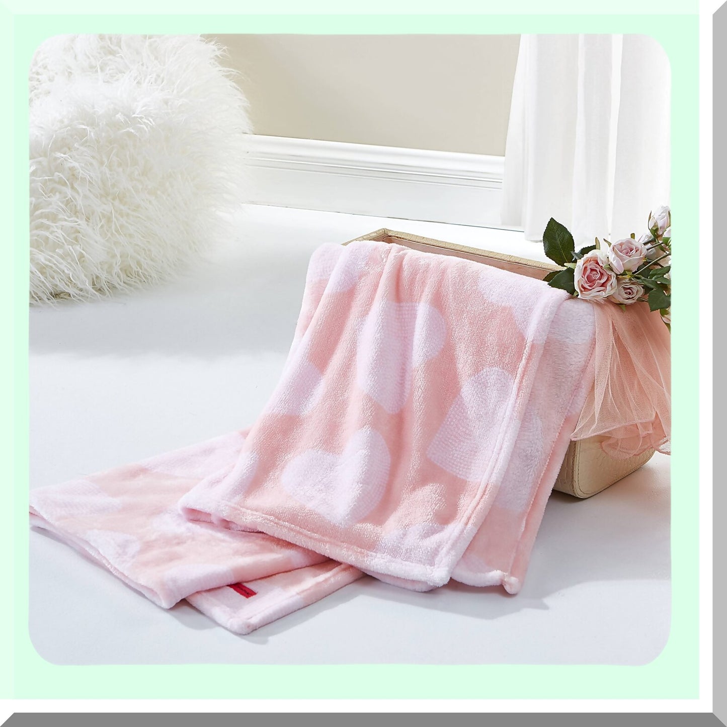 Ultra-Cozy Fleece Throw: Luxuriously Soft, Lightweight & Warm Blanket for Bed or Couch - Dotted Heart Design, 50 x 70