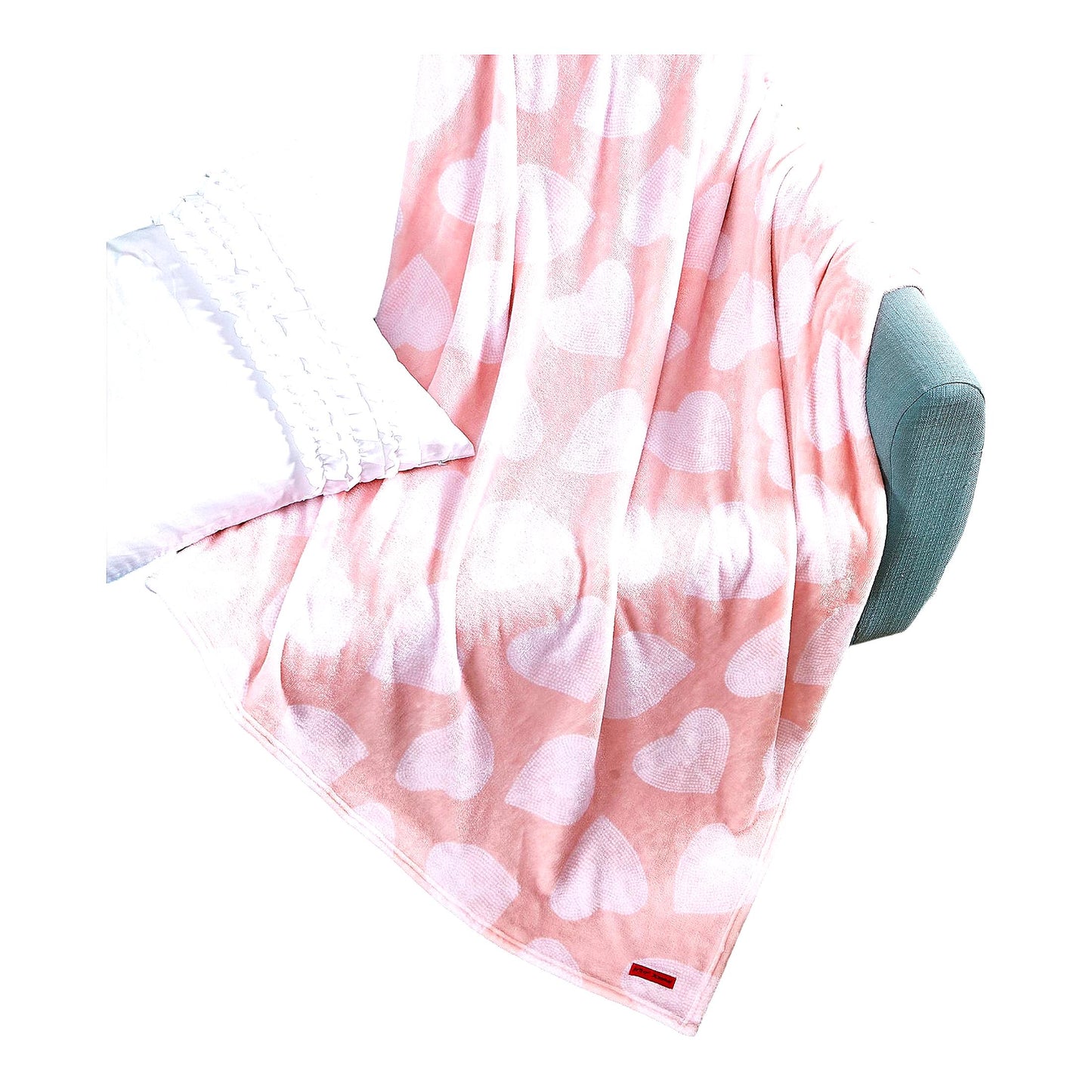 Ultra-Cozy Fleece Throw: Luxuriously Soft, Lightweight & Warm Blanket for Bed or Couch - Dotted Heart Design, 50 x 70