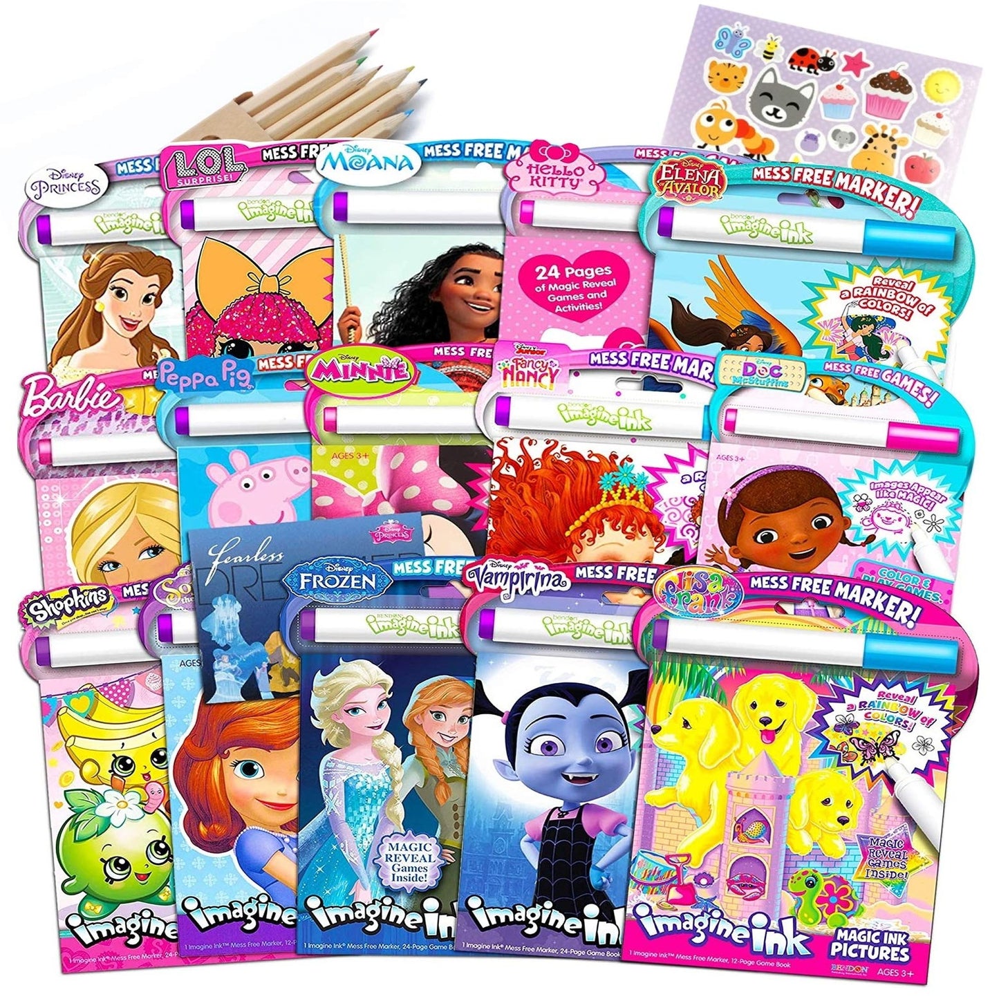 Set of 6 Mess-Free Invisible Coloring Books for Kids