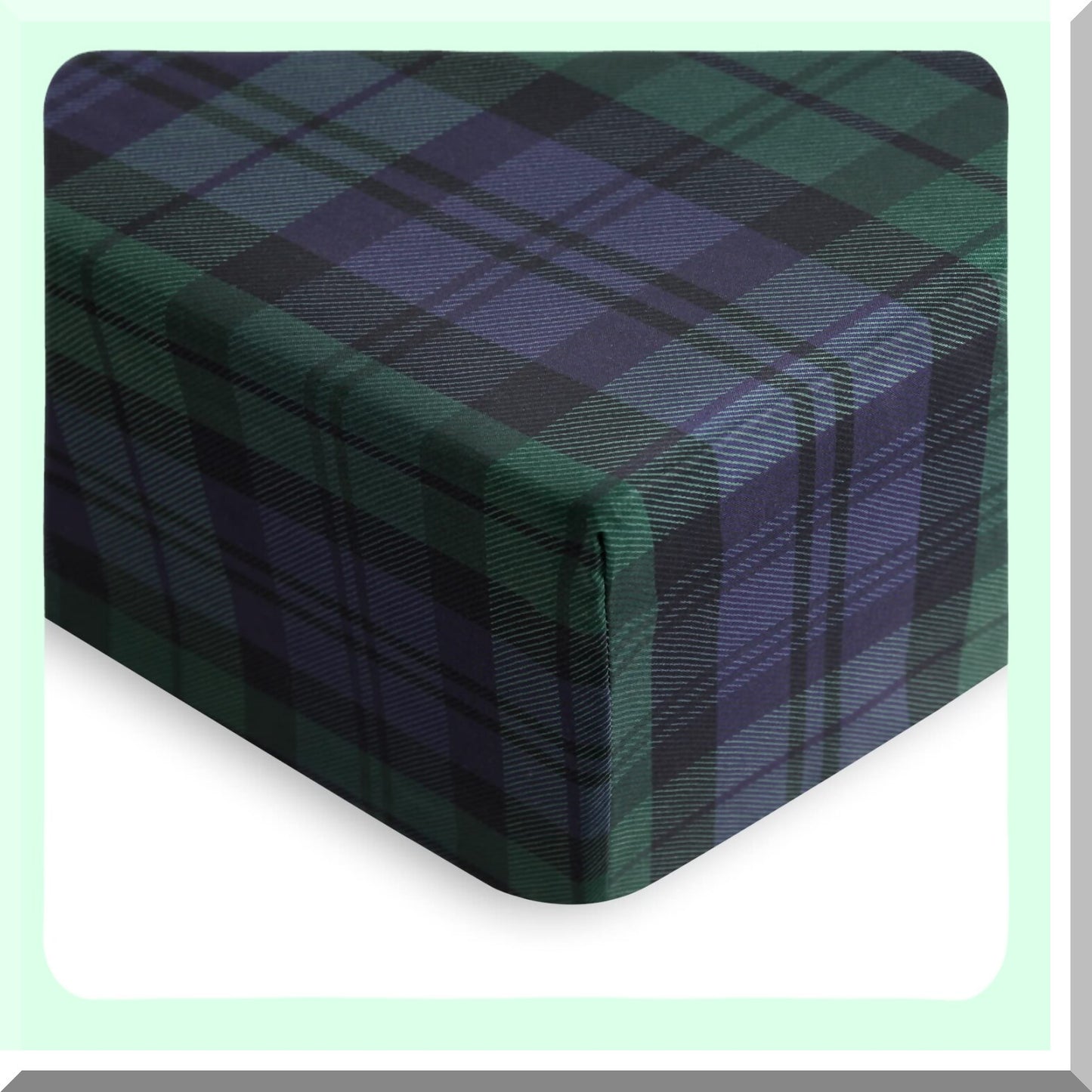 Masculine Plaid Deep Pocket Bed Sheet Set - Dark Green Navy Blue - Soft Microfiber - Tartan Geometric Check - 4-Piece Fitted Flat Sheets - Size Bedding