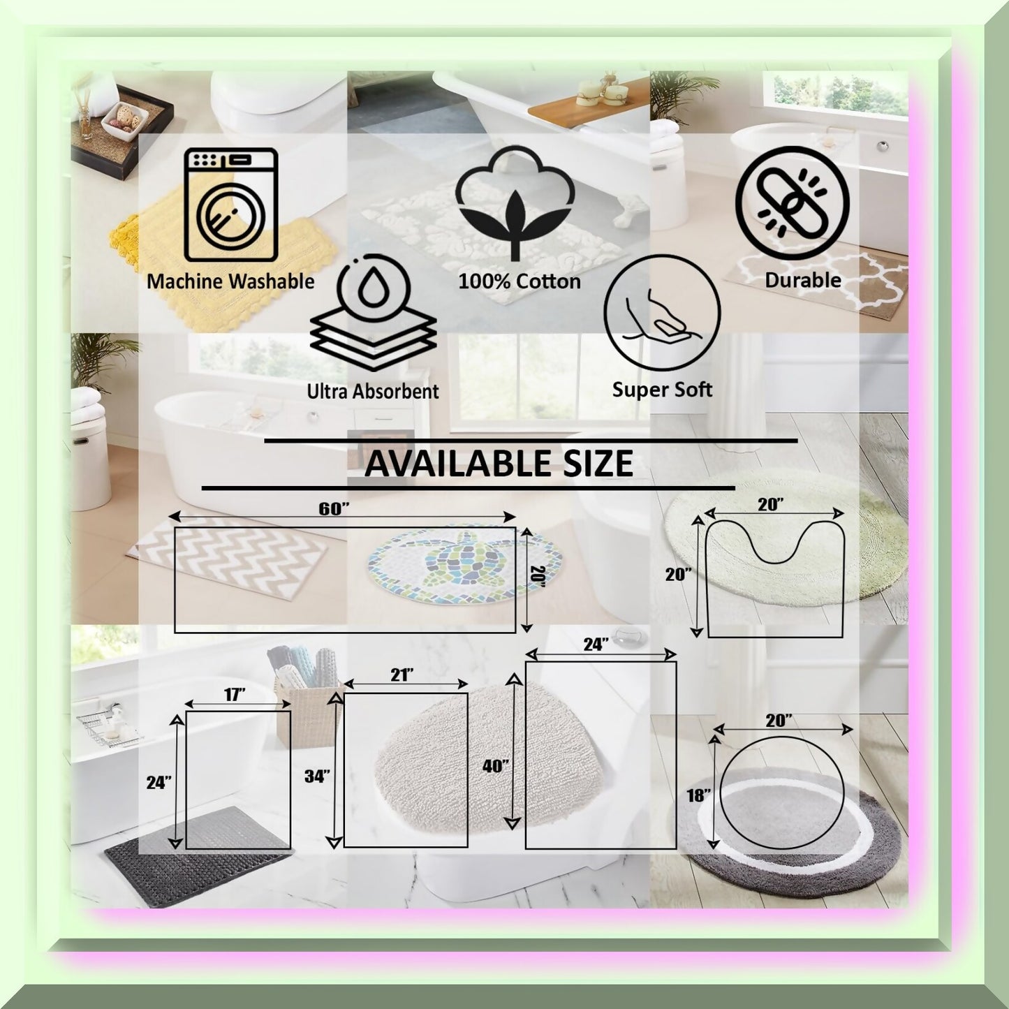 2-Piece Cotton Bath Rug Set in Rose