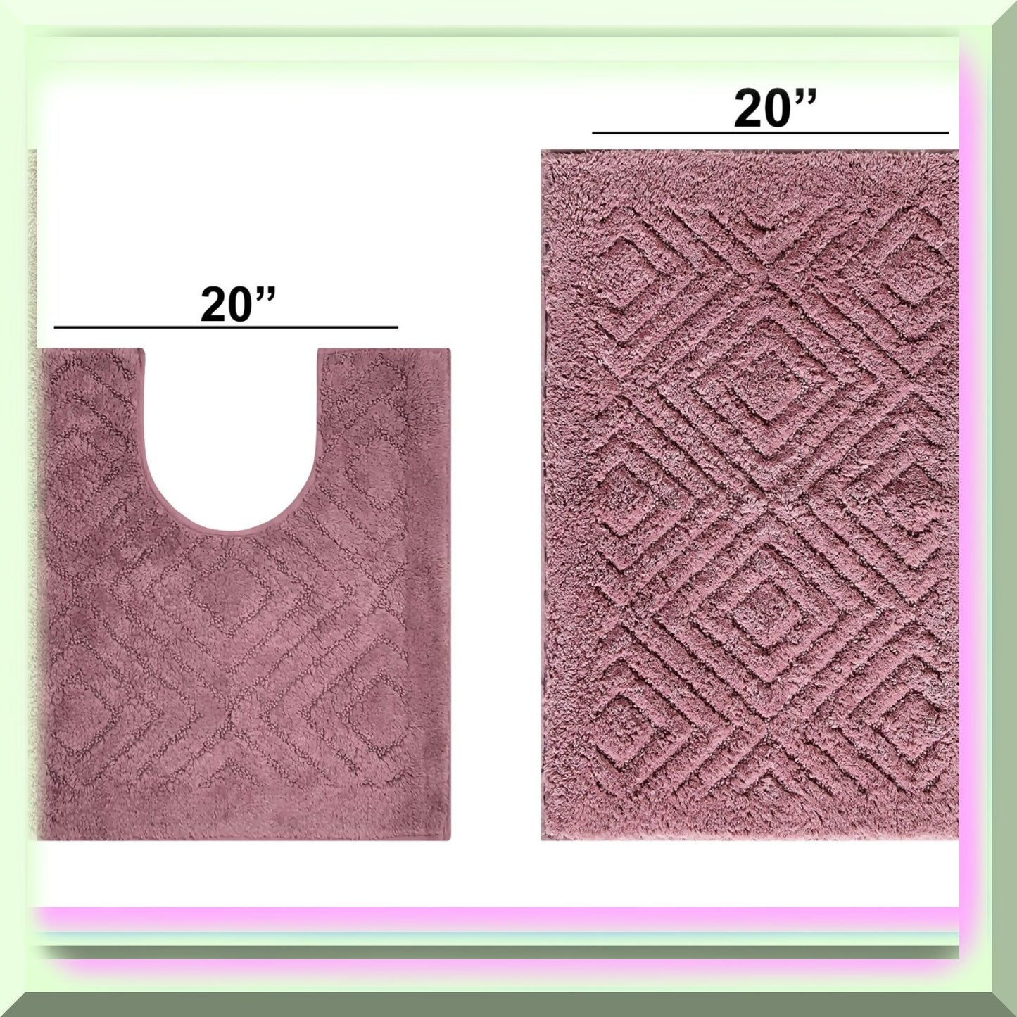 2-Piece Cotton Bath Rug Set in Rose