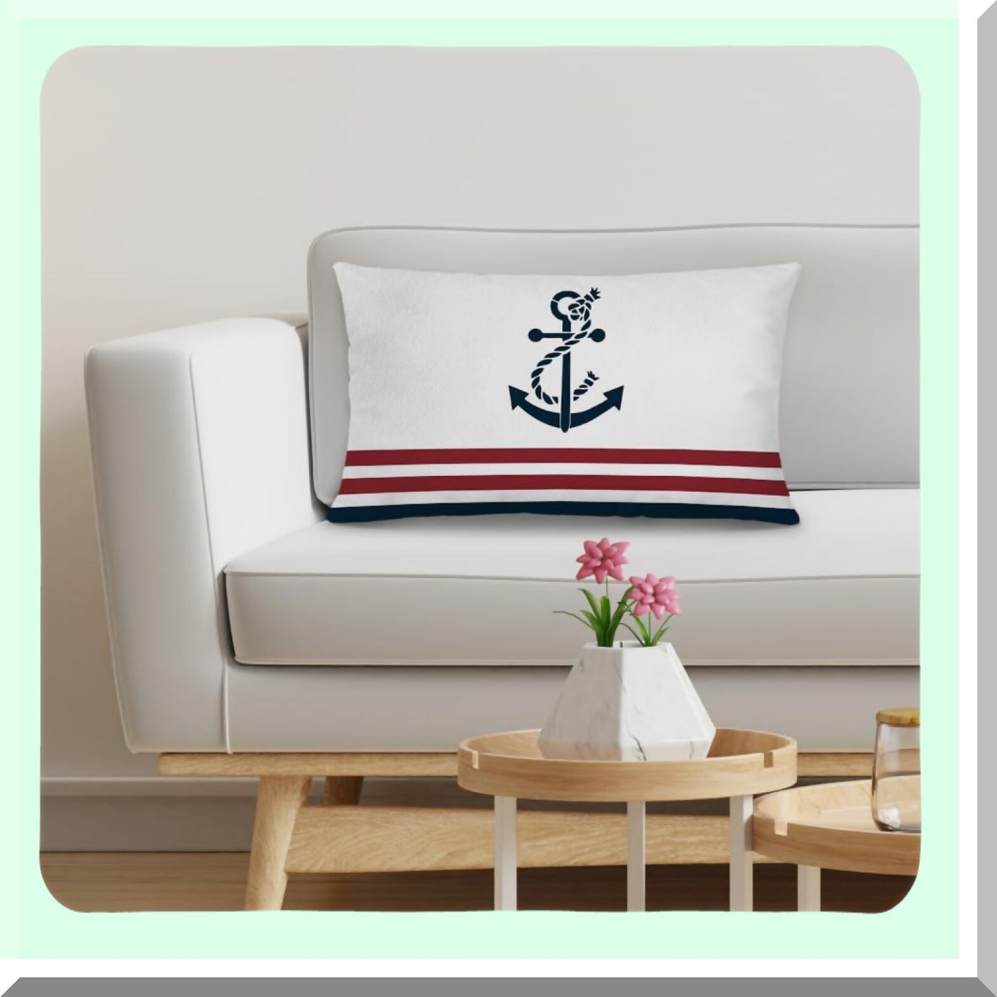 Coastal Anchor 12x20 Pillow Covers - Nautical Throw Pillows for Couch & Outdoor Decor - Sea Theme Cushion Covers for Beach House