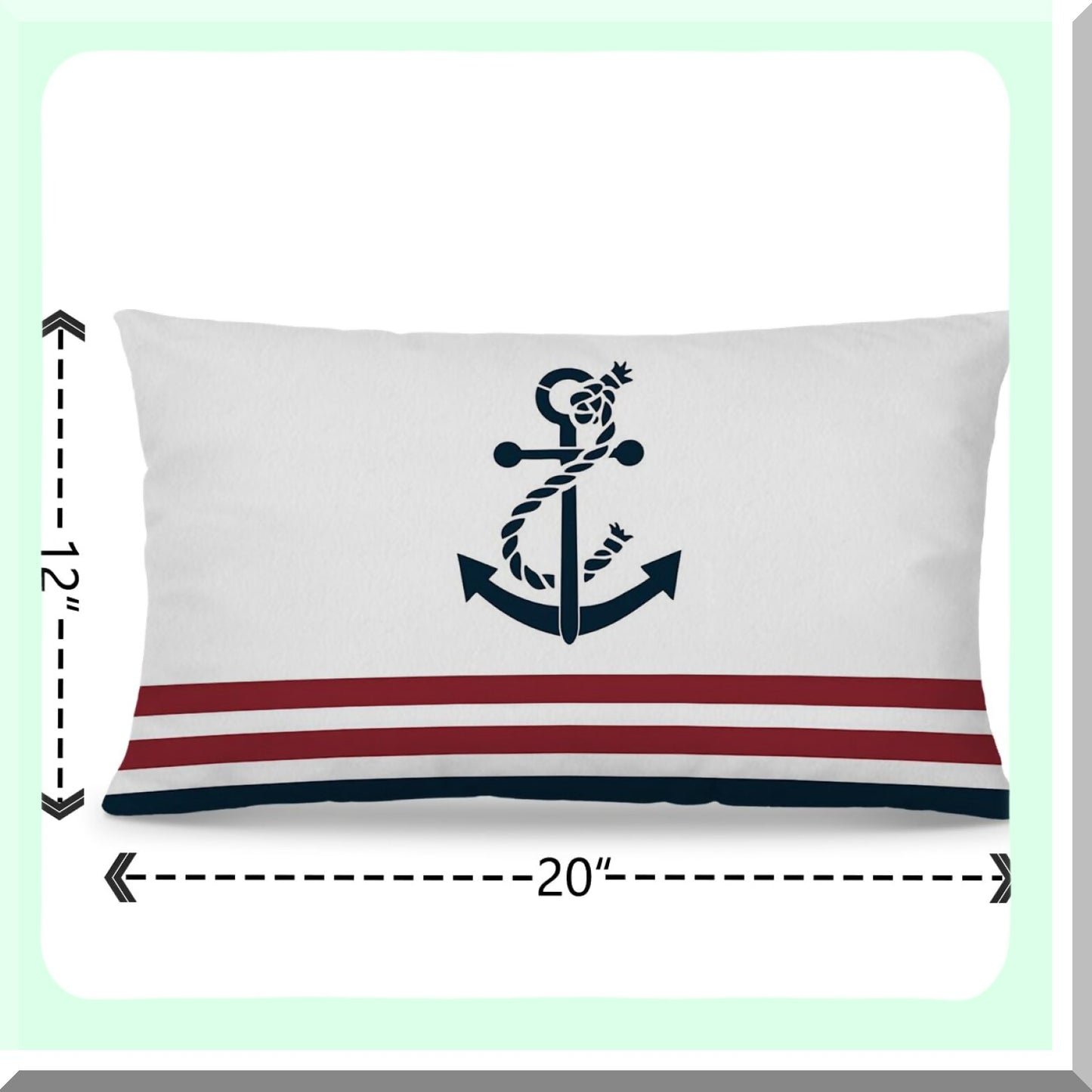 Coastal Anchor 12x20 Pillow Covers - Nautical Throw Pillows for Couch & Outdoor Decor - Sea Theme Cushion Covers for Beach House