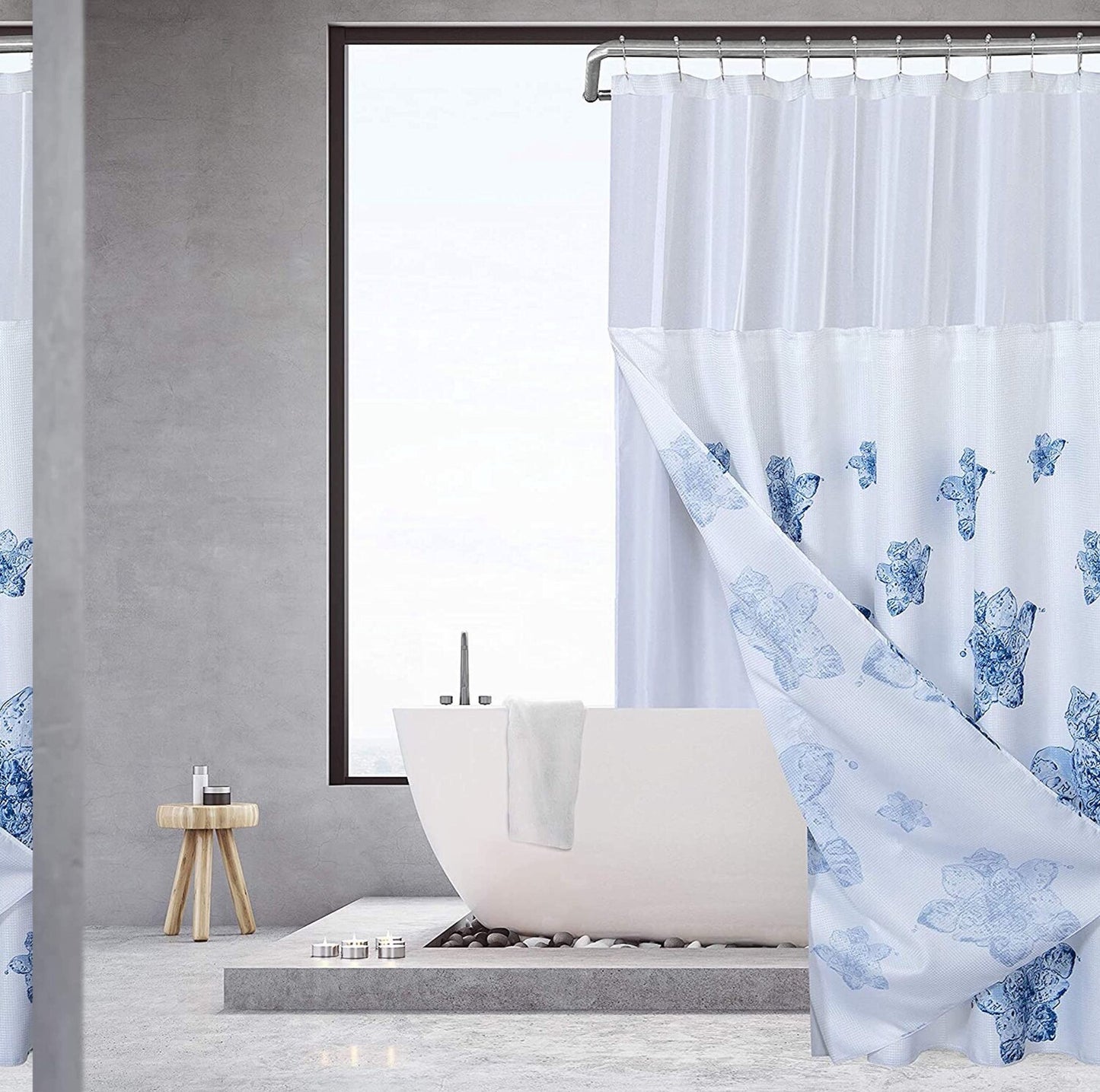 Waffle Weave Shower Curtain with Liner 70"x72"