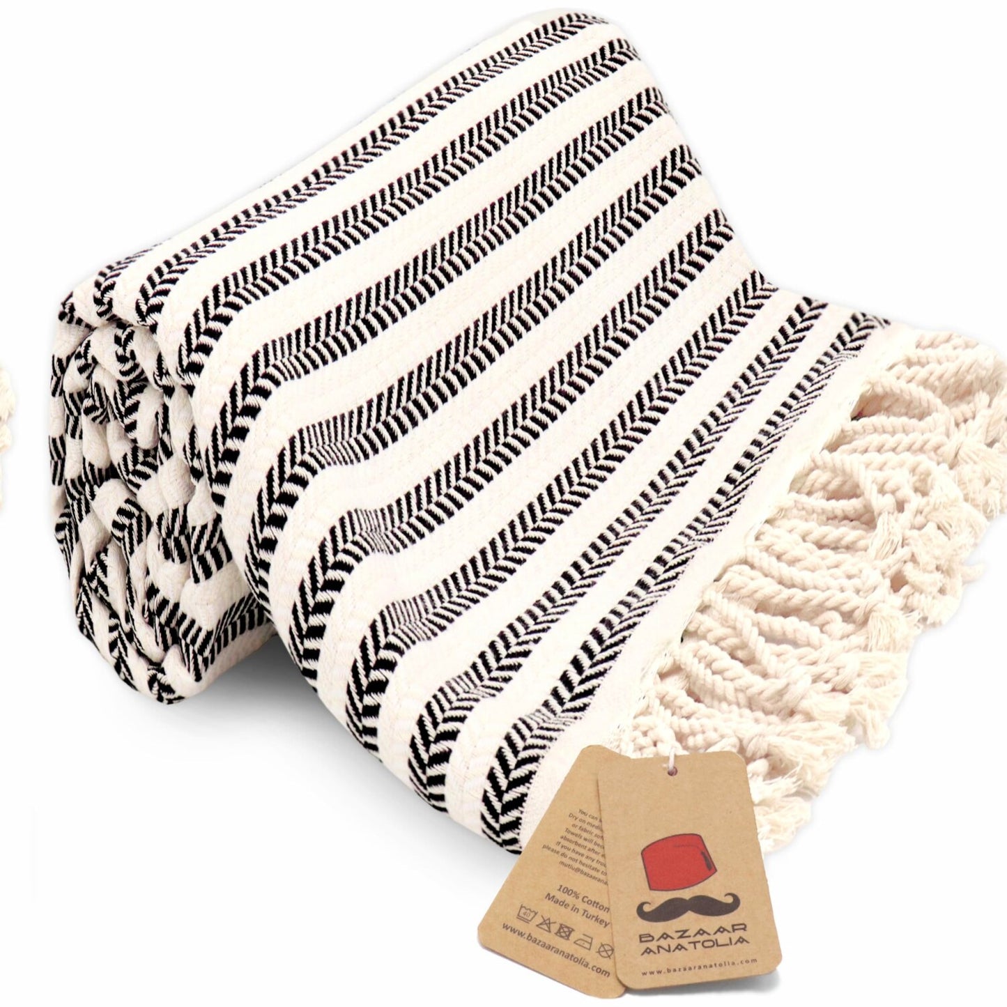 Turkish Cotton Beach Towel 71x39 Black