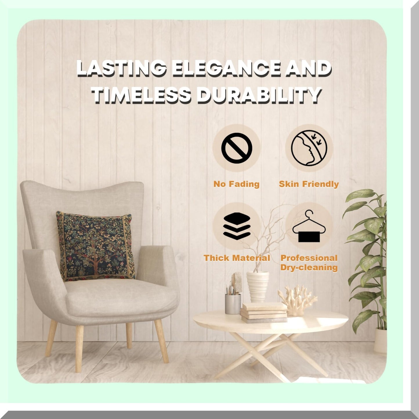 Blue Tree Boho Jacquard Pillow Covers - Decorative Square Cases for Couch & Living Room - 18x18 European Cotton Woven - Cozy Bedroom Decor