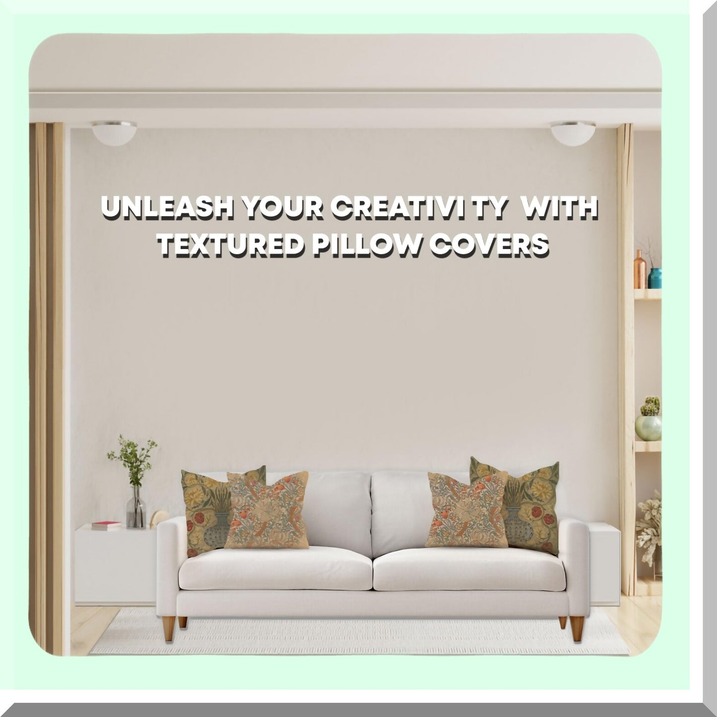 Blue Tree Boho Jacquard Pillow Covers - Decorative Square Cases for Couch & Living Room - 18x18 European Cotton Woven - Cozy Bedroom Decor