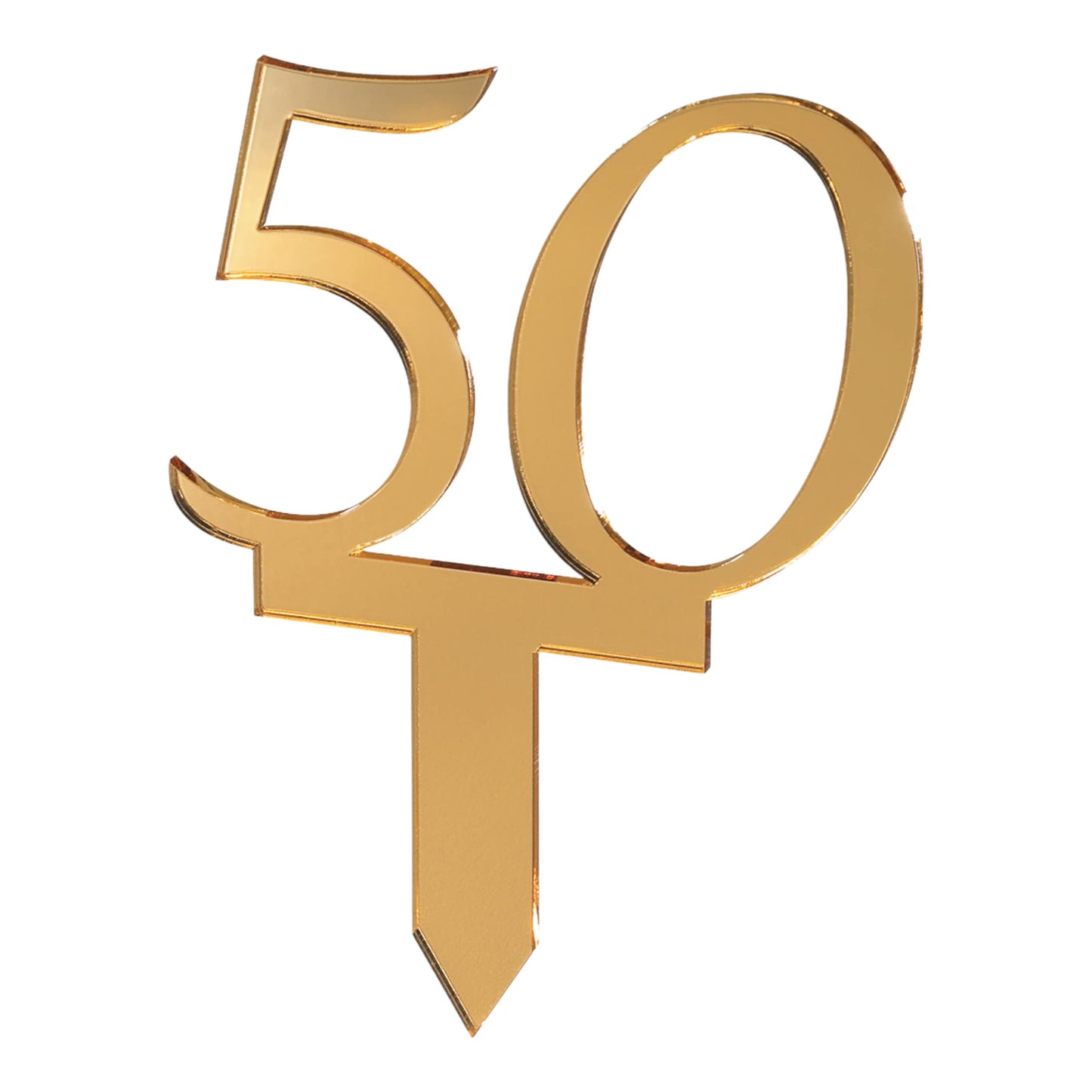 50th Anniversary Cake Topper Acrylic Gold 4 Inches