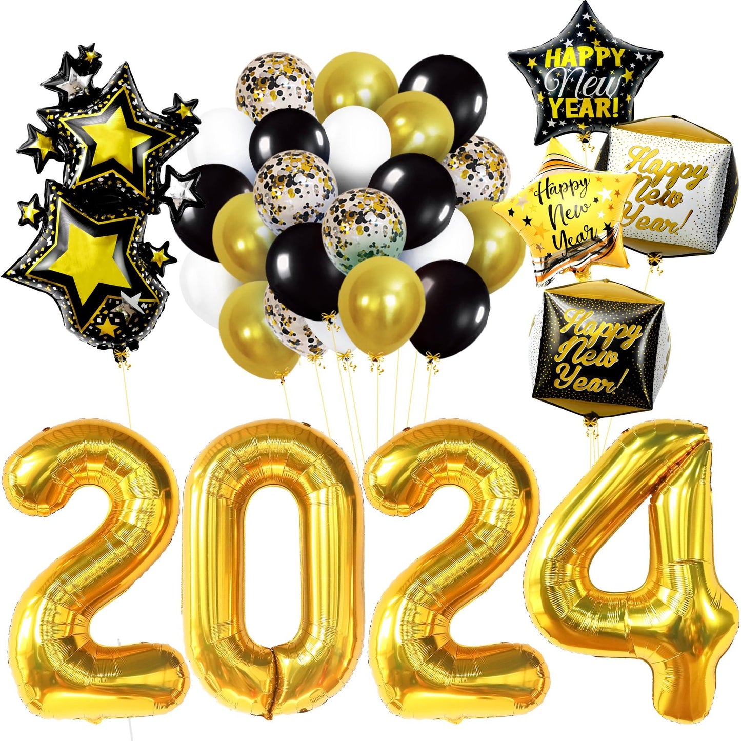 Large 2024 New Year Balloons Set for Celebrations