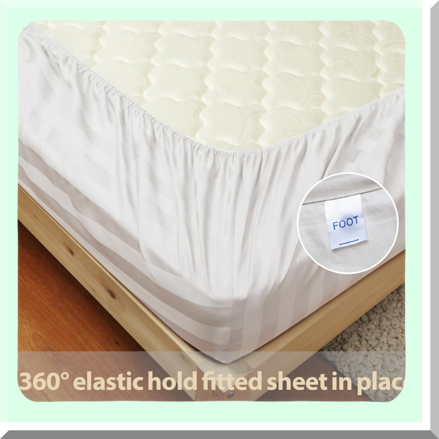 Luxury Stripe Cotton Cal Fitted Sheet - 600 Thread Count Deep Pocket Bottom Sheet for Home & Hotel - Beige Cal King Fitted Sheet - Pure Cotton Bedding