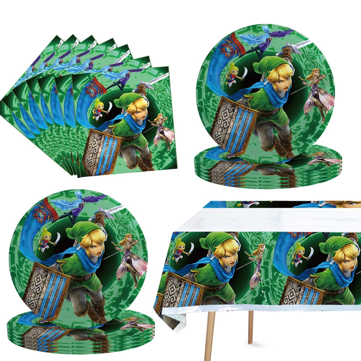 Zelda Party Pack - Complete Set of 41 Birthday Decorations, Plates, Napkins, and Tablecover for Ultimate Zelda Themed Party Supplies