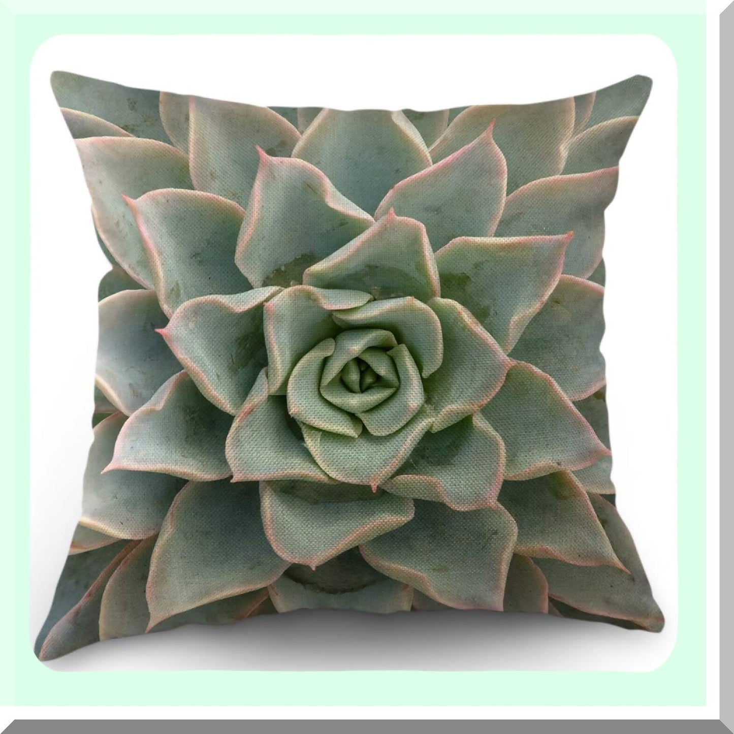 Cactus Bloom Decor Pillow - 18x18 Inch Cotton Linen Cushion Cover - Green Flower Throw Pillow Case for Sofa Bed - Decorative Square Pillows