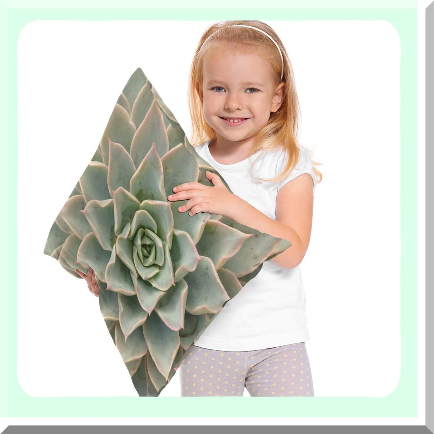 Cactus Bloom Decor Pillow - 18x18 Inch Cotton Linen Cushion Cover - Green Flower Throw Pillow Case for Sofa Bed - Decorative Square Pillows