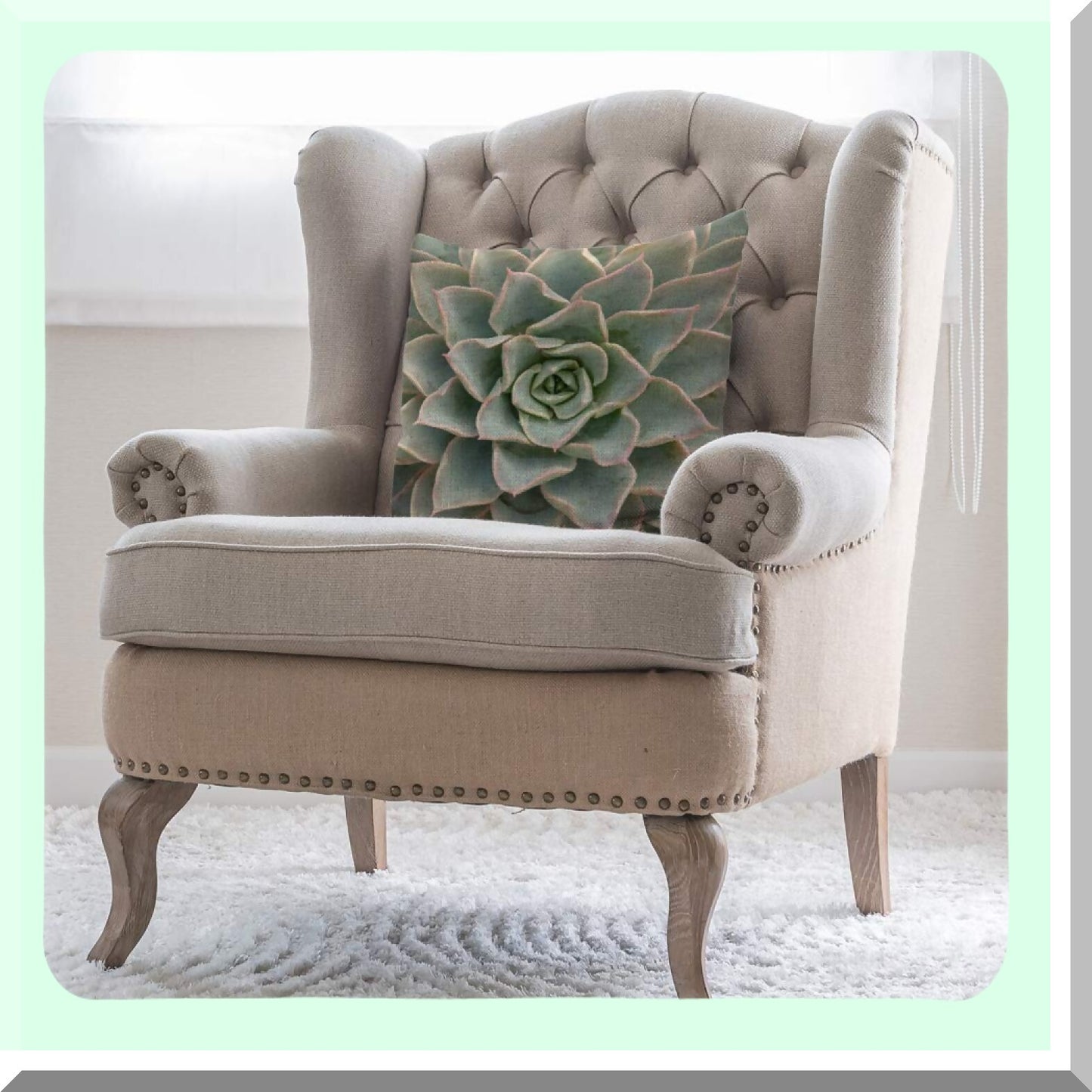 Cactus Bloom Decor Pillow - 18x18 Inch Cotton Linen Cushion Cover - Green Flower Throw Pillow Case for Sofa Bed - Decorative Square Pillows