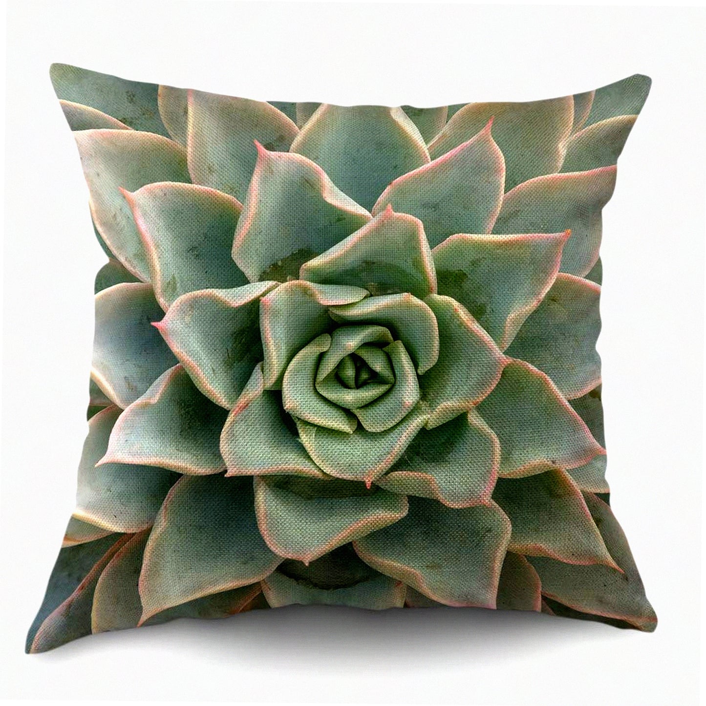 Cactus Bloom Decor Pillow - 18x18 Inch Cotton Linen Cushion Cover - Green Flower Throw Pillow Case for Sofa Bed - Decorative Square Pillows