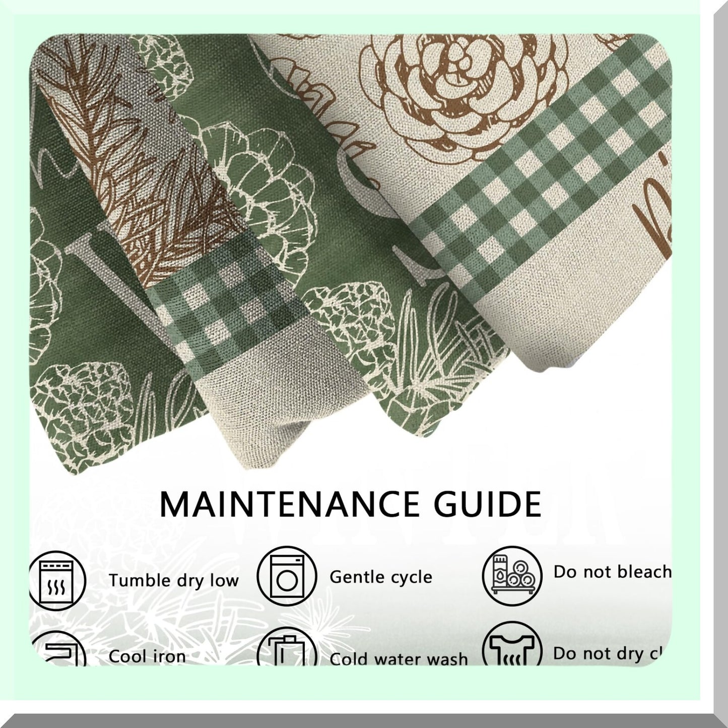 Winter Pine Cone Plaid Throw Pillow Set - Let It Snow Decorative Cushion Covers - Cozy Farmhouse Holiday Home Decoration - Green Pine Leaves Buffalo Check Case - 16x16 PC Set of 4