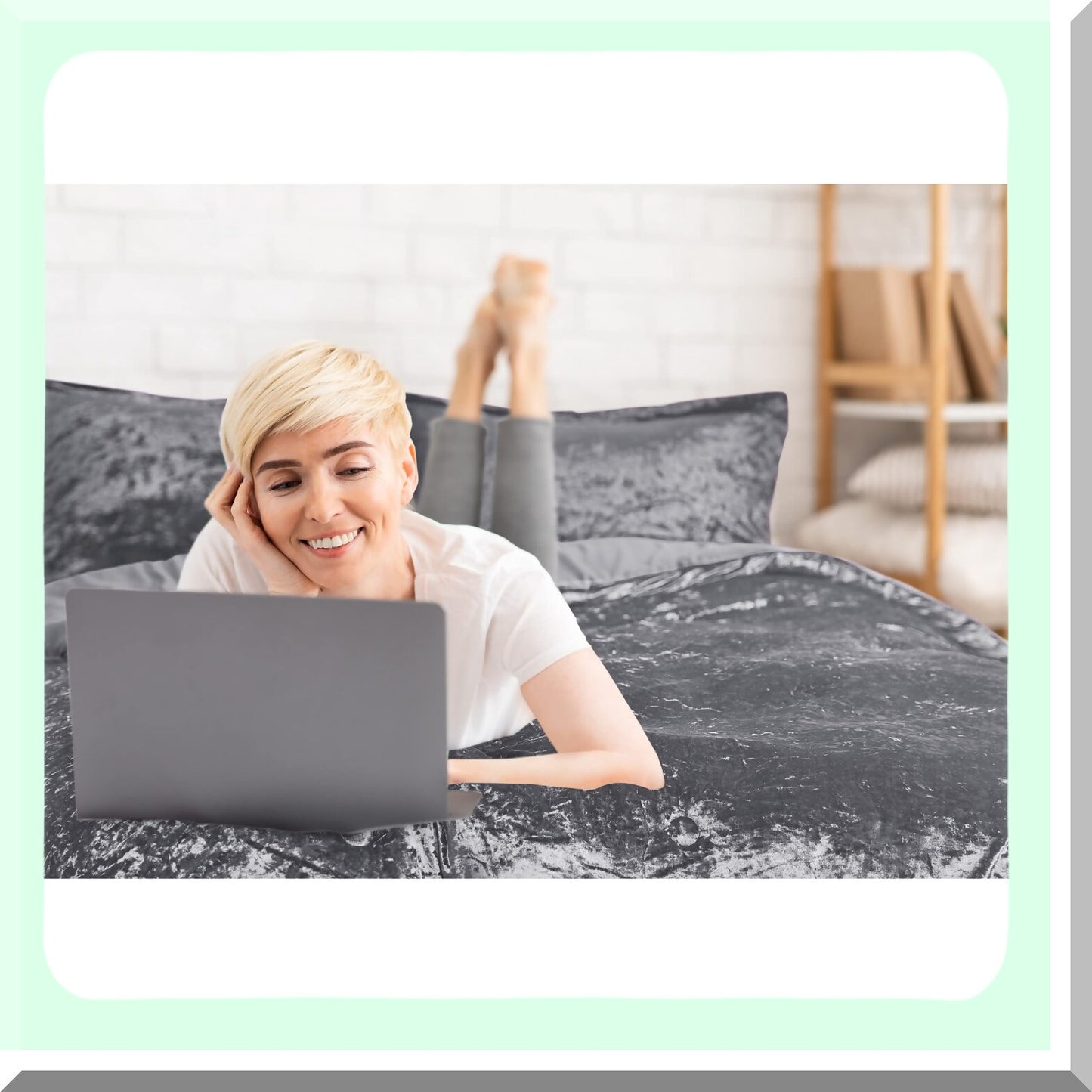 Luxe Velvet Bliss Comforter Set - Plush Microfiber Bedding with Cozy Fluffy Feel, All Season Grey Bed Set with Matching Sham - 3 Piece Luxe Comforter