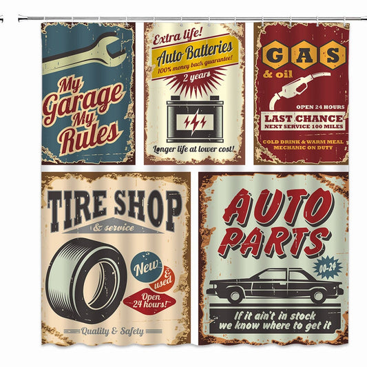 1950s Retro Car Shower Curtain 70x70 Inch