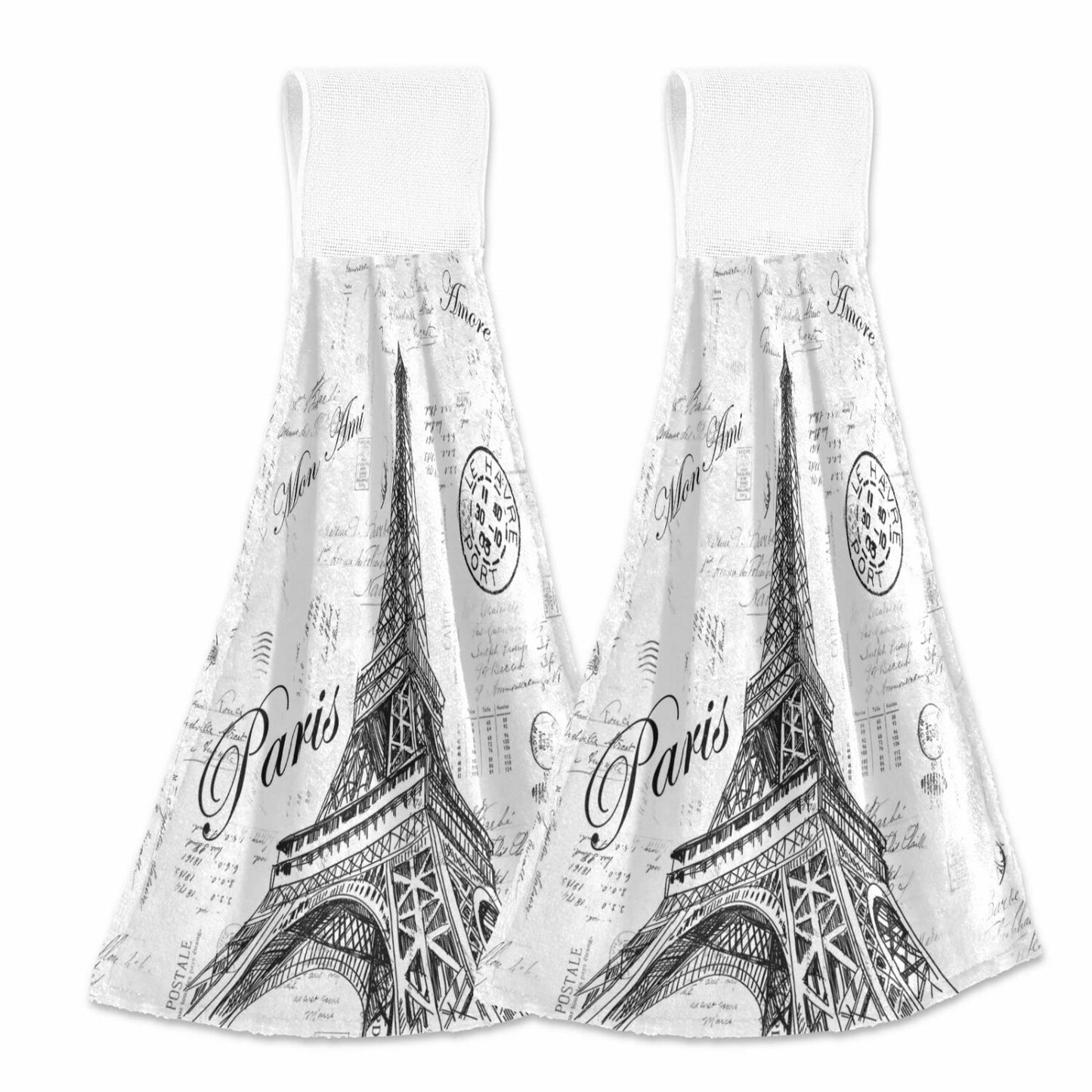 Paris Eiffel Tower 2 Pcs Kitchen Cotton Towels