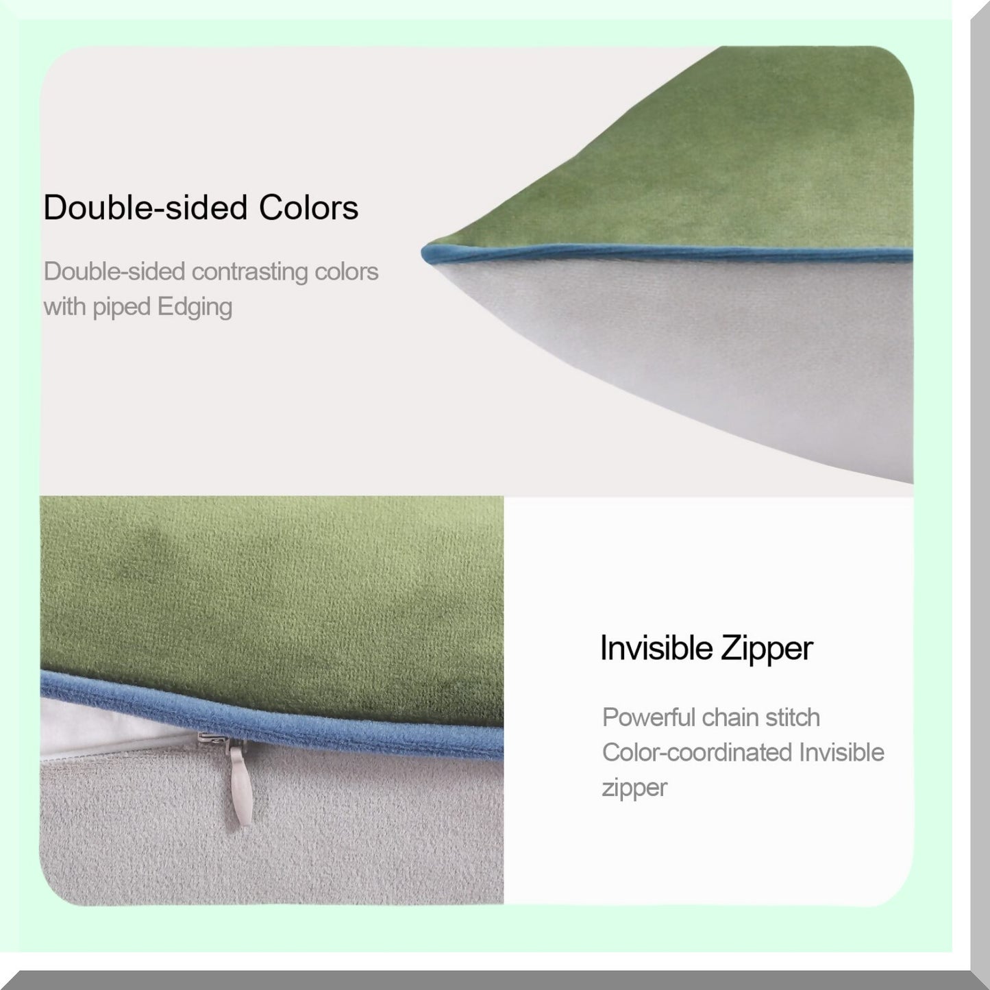 Luxury Velvet Double-Colored Throw Pillow Covers - Set of 4 Decorative Velour Cushion Cases for Sofa Couch - 20x20 Inch Cold-Edge Pillowcases