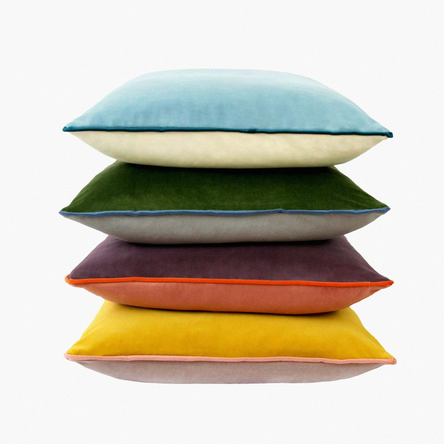 Luxury Velvet Double-Colored Throw Pillow Covers - Set of 4 Decorative Velour Cushion Cases for Sofa Couch - 20x20 Inch Cold-Edge Pillowcases