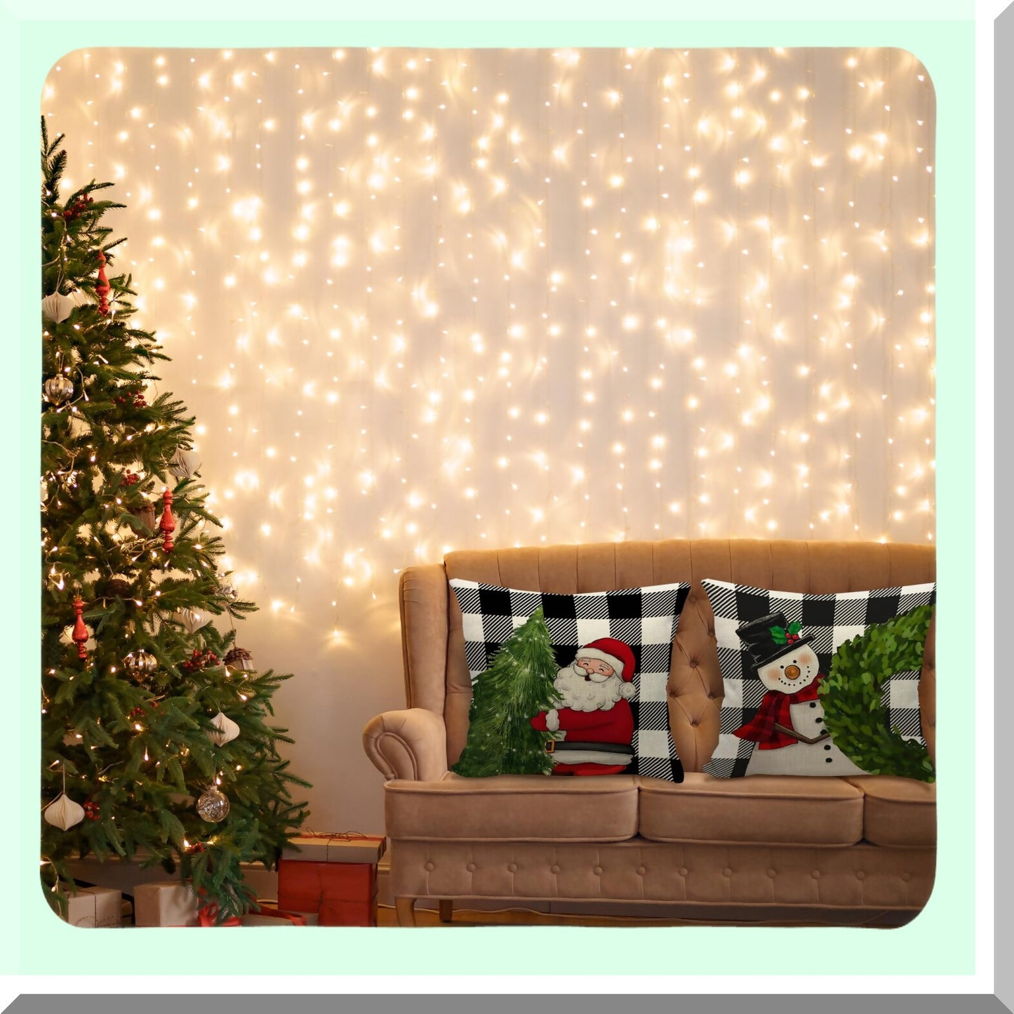 Buffalo Plaid Reversible Decor Pillow Covers - 18x18 Black White Checkered Cushion Cases for Home Decorations