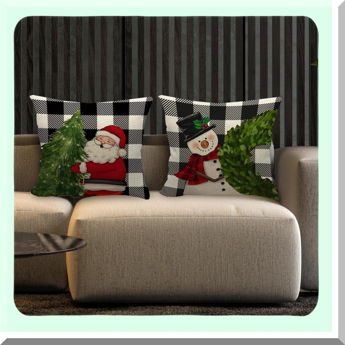 Buffalo Plaid Reversible Decor Pillow Covers - 18x18 Black White Checkered Cushion Cases for Home Decorations