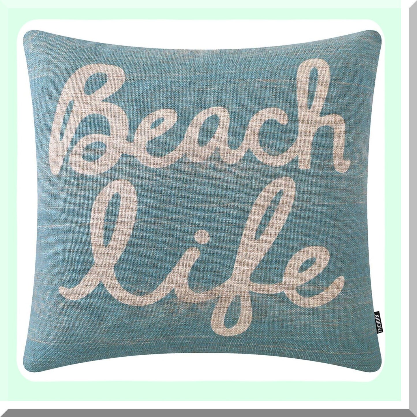 Coastal Retreat Wood Grain Blue Throw Pillow Cover - Decorative Cushion Case for Sofa, Couch, Bed, Office, Car - 18x18 inch Square Pillowcase