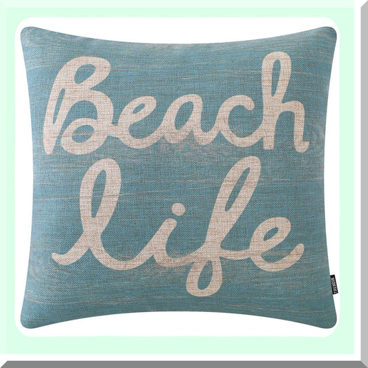 Coastal Retreat Wood Grain Blue Throw Pillow Cover - Decorative Cushion Case for Sofa, Couch, Bed, Office, Car - 18x18 inch Square Pillowcase