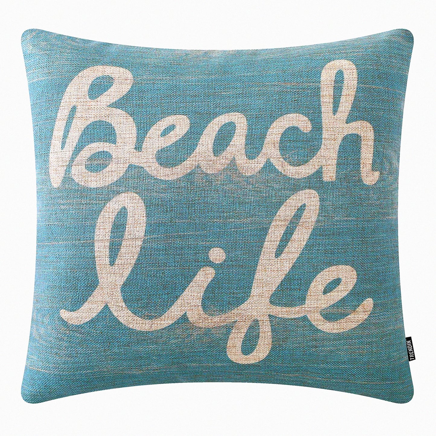 Coastal Retreat Wood Grain Blue Throw Pillow Cover - Decorative Cushion Case for Sofa, Couch, Bed, Office, Car - 18x18 inch Square Pillowcase
