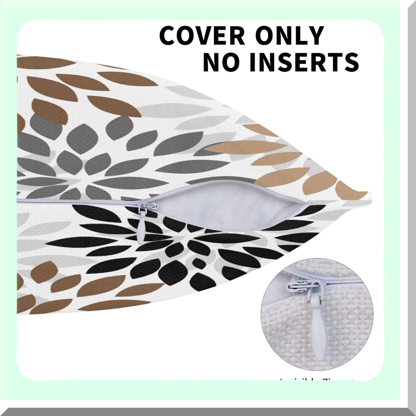 Geometric Dahlia Floral Pillow Covers - Set of 2, Coffee Gray Colored Throw Pillows, 18x18 Inch Summer Outdoor Cushion Cover for Home Decor